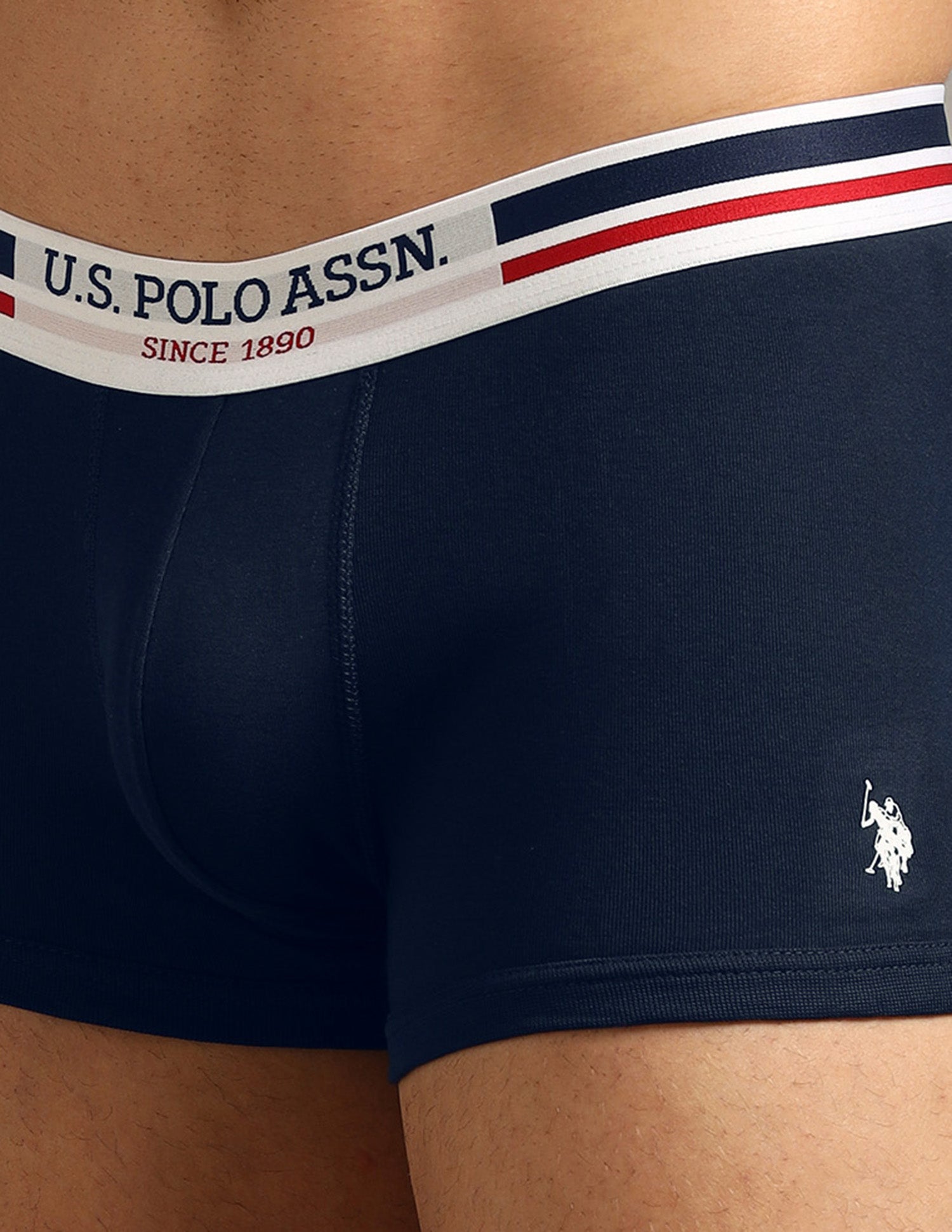 Cotton Stretch Elastic Waistband I641-P2 Trunks - Pack Of 2 Navy - U.S. Polo Assn. India | Large