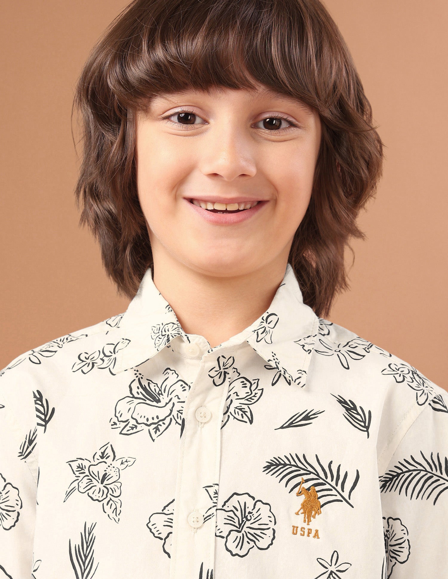 Floral Printed Regular Fit Shirt Beige - U.S. Polo Assn. India | Large