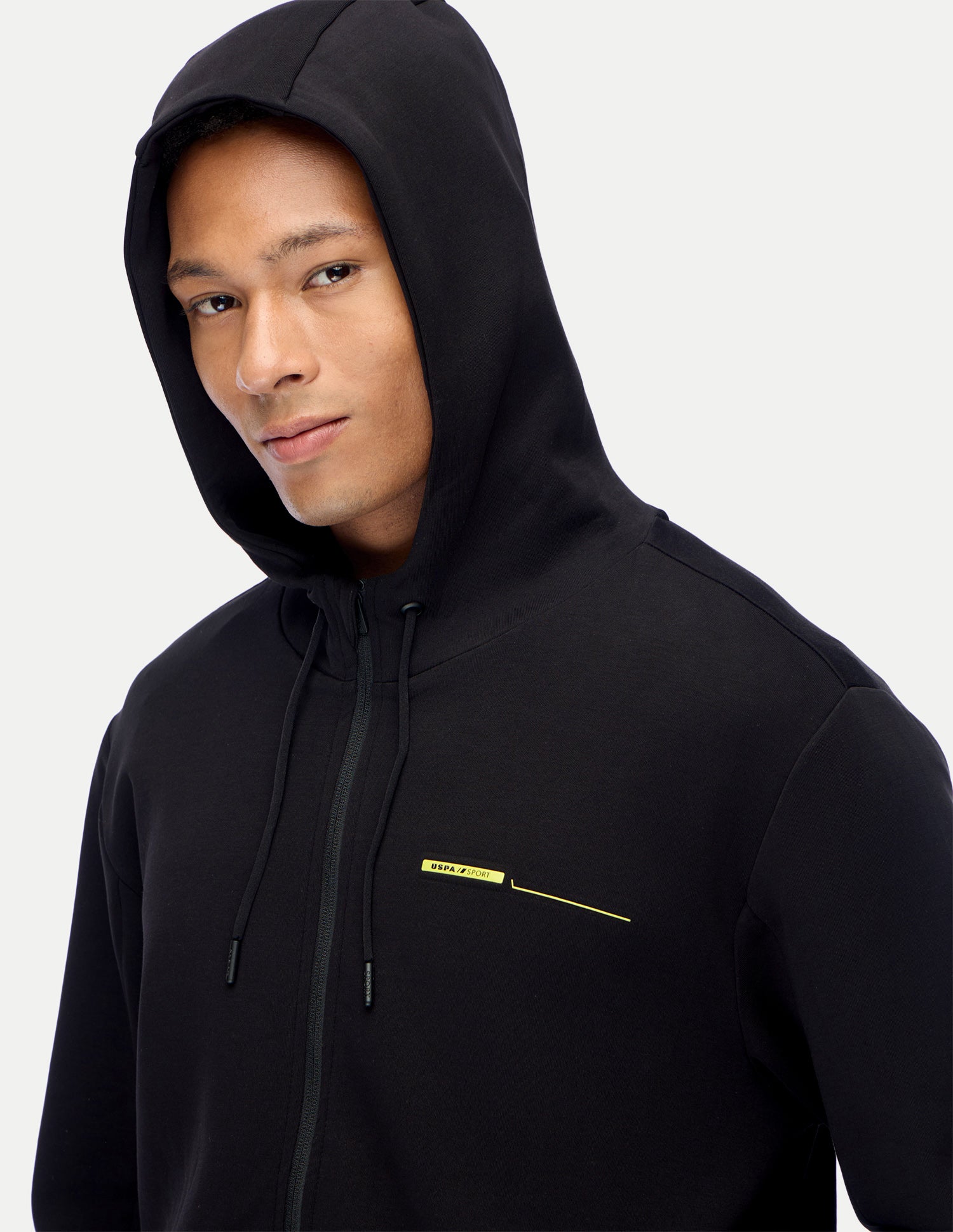 Solid Active Zipper Sweatshirt Black - U.S. Polo Assn. India | Large