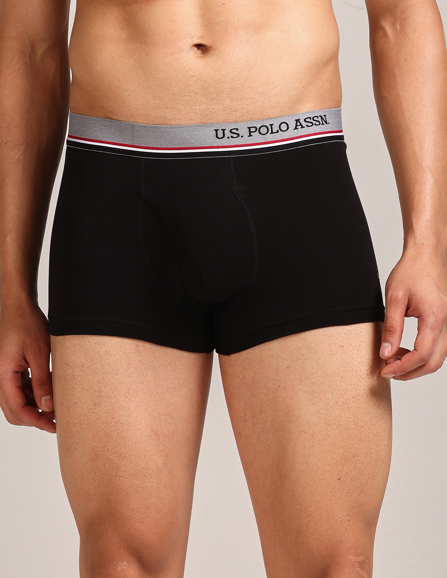 Men's Cotton Trunk - Pack Of 2 Black, Grey Melange - U.S. Polo Assn. India | Large