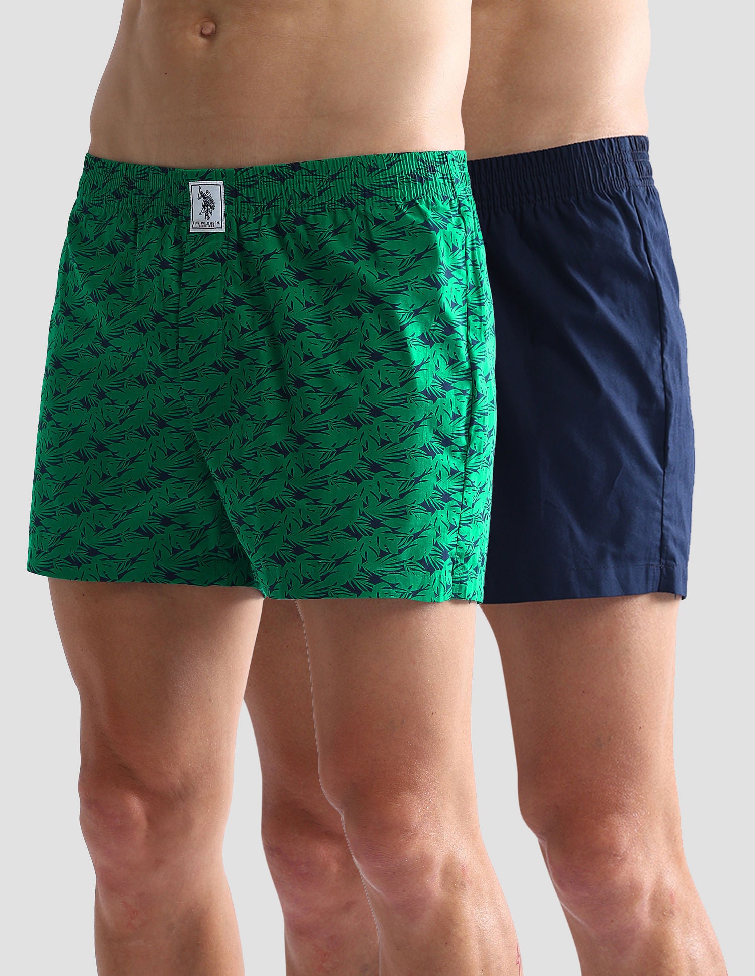 Mid Rise Soft Cotton OEX02 Boxers - Pack Of 2 Green and Navy - U.S. POLO ASSN. | Large