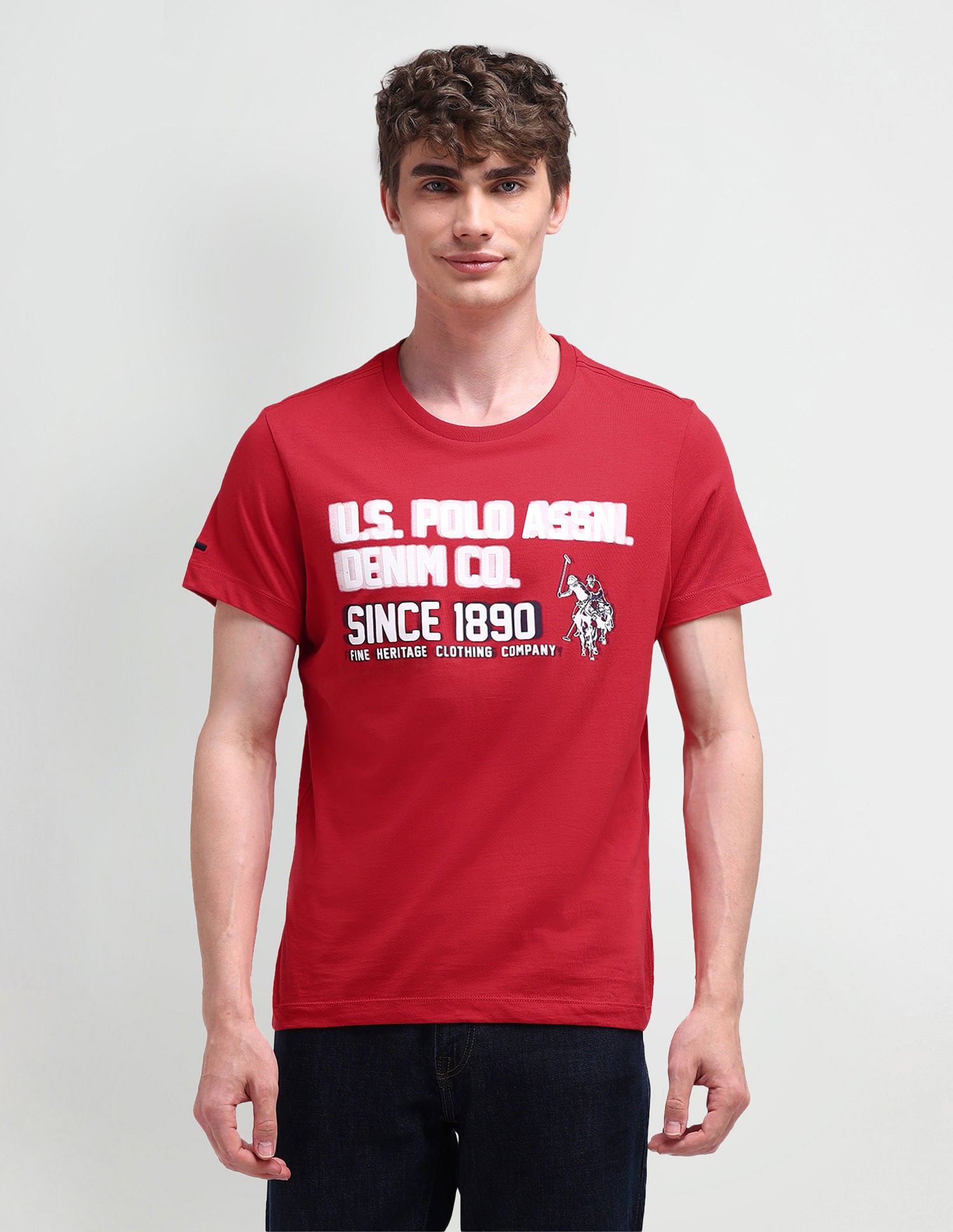 Muscle Fit Typography T-Shirt White - U.S. Polo Assn. India | Large
