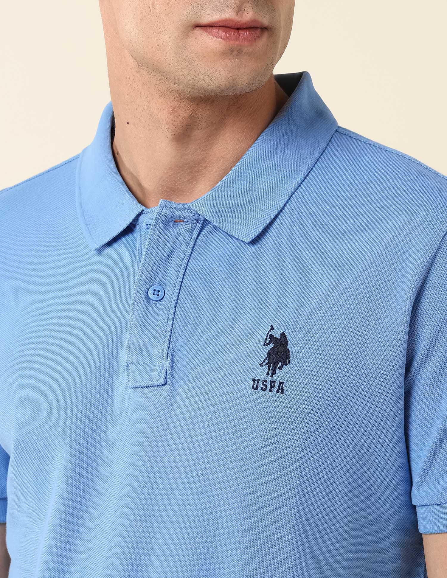 Slim Fit Pure Cotton Polo Shirt Blue - U.S. Polo Assn. India | Large
