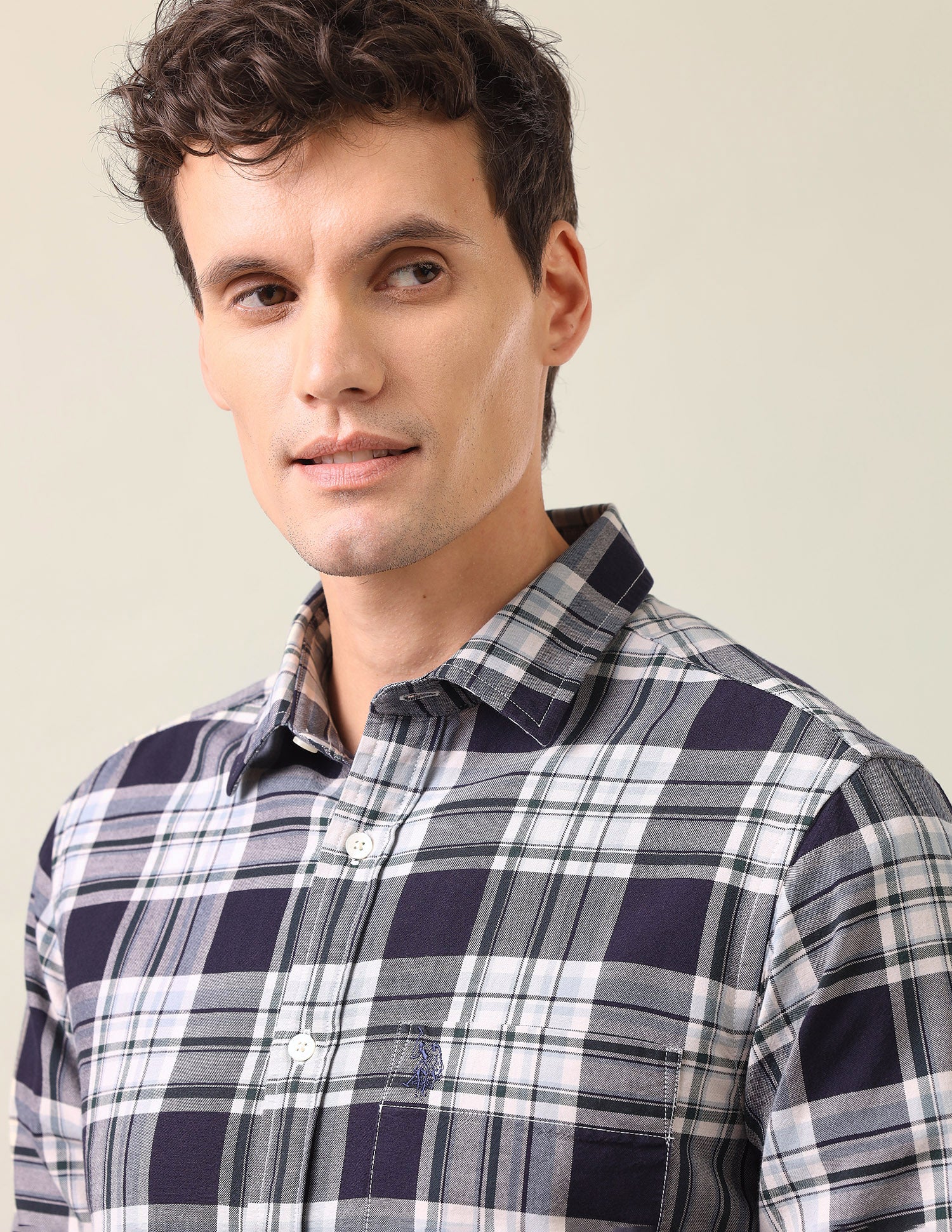 Tartan Checked Oxford Shirt Navy - U.S. Polo Assn. India | Large