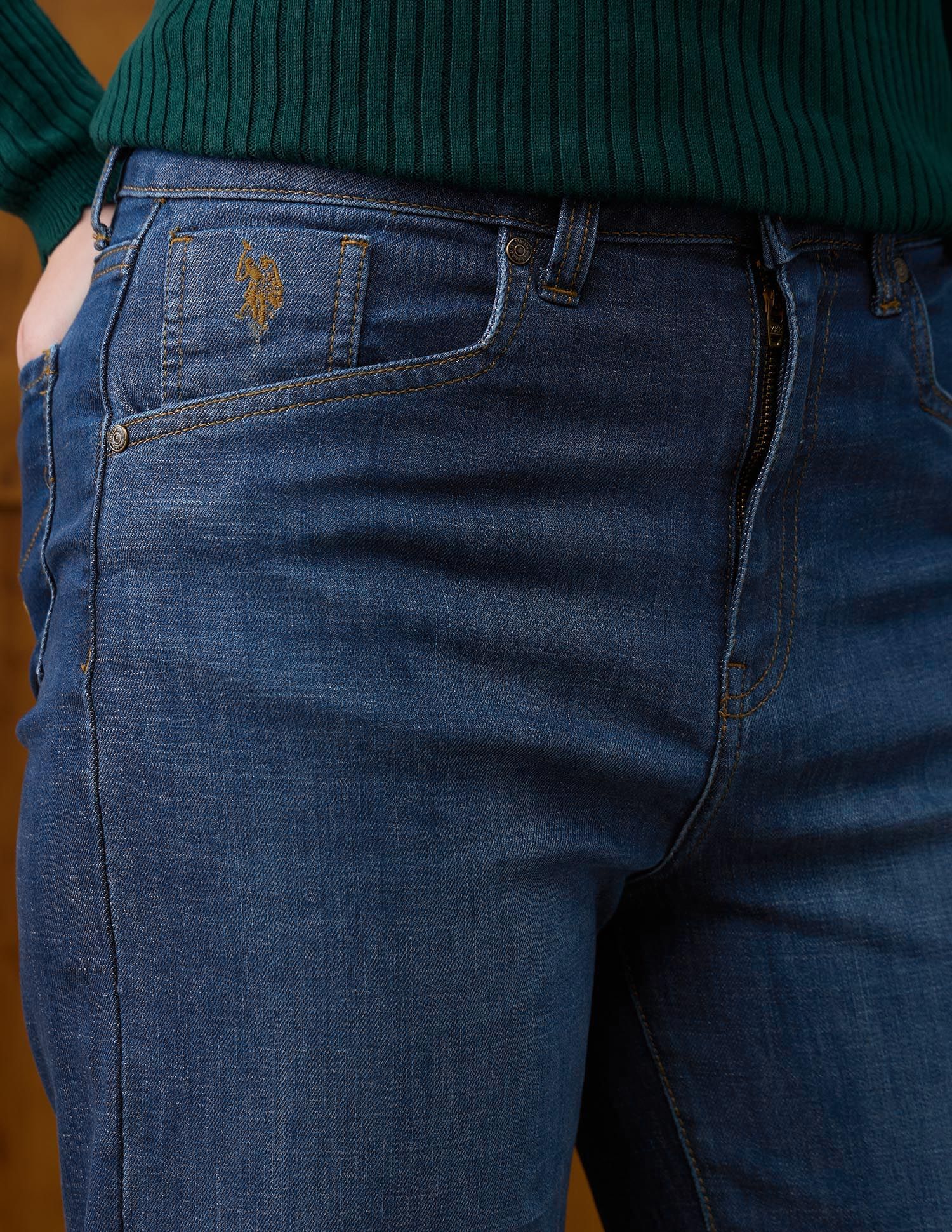 High Rise Wide Leg Fit Jeans Blue - U.S. POLO ASSN. | Large