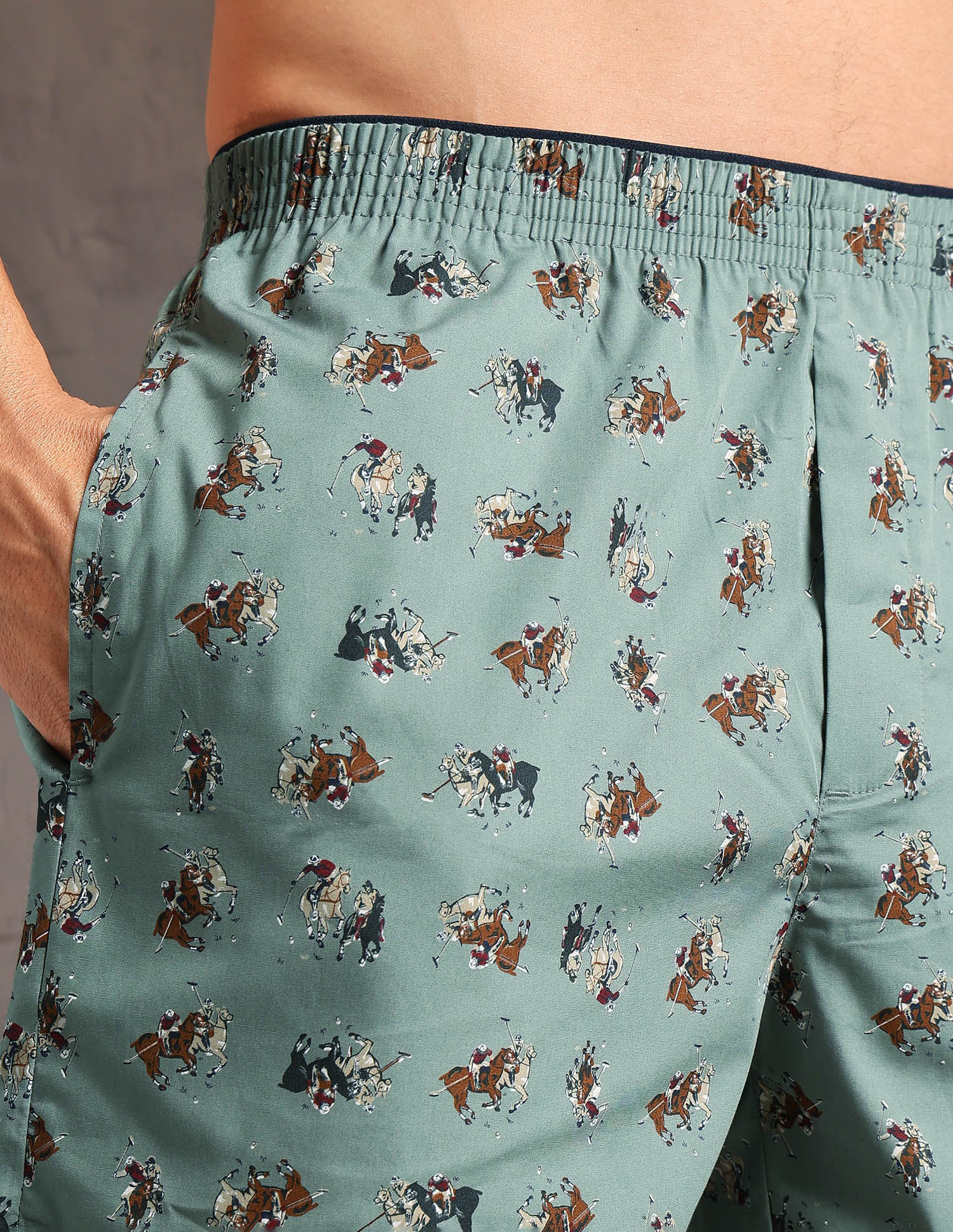 Pure Cotton Printed OEX11 Boxers - Pack Of 1 Sage Green - U.S. POLO ASSN. | Large