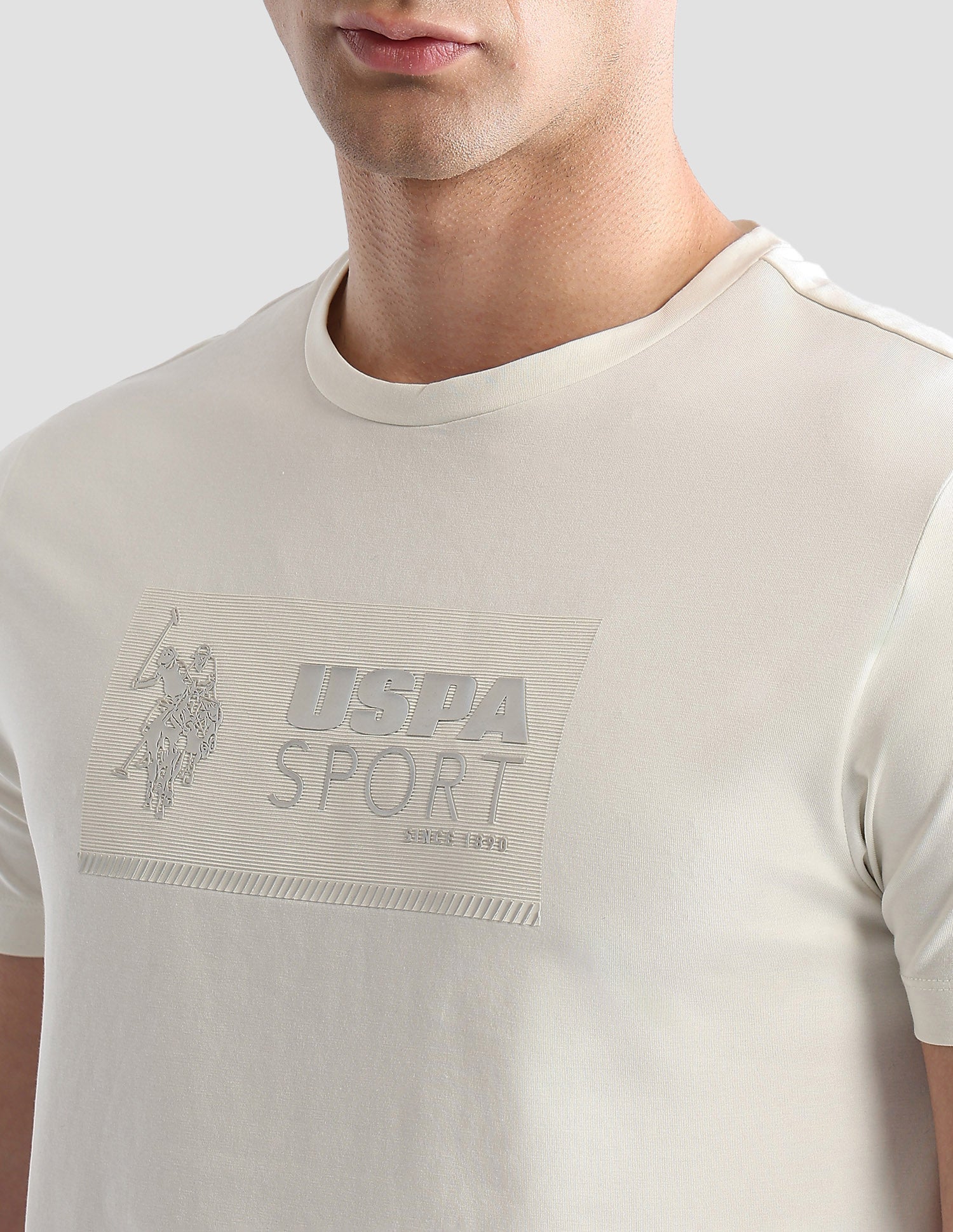 Brand Embossed Regular Fit Active T-Shirt Off White - U.S. POLO ASSN. | Large
