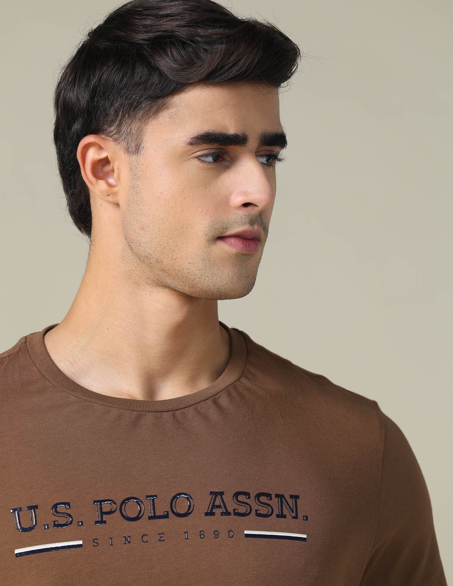 Regular Fit Solid T-shirt Brown - U.S. POLO ASSN. | Large