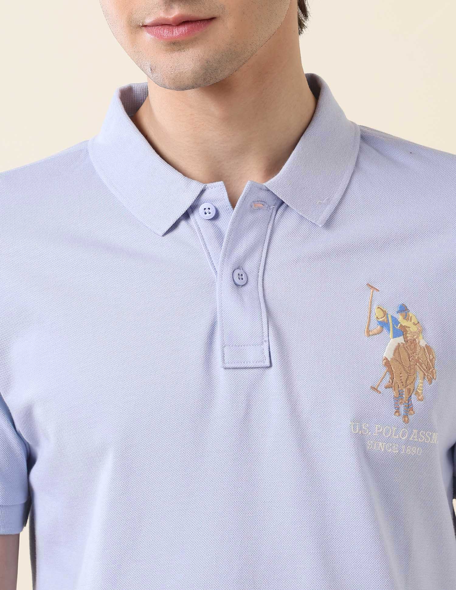 Pure Cotton Summer Splash Polo Shirt Light Blue - U.S. Polo Assn. India | Large