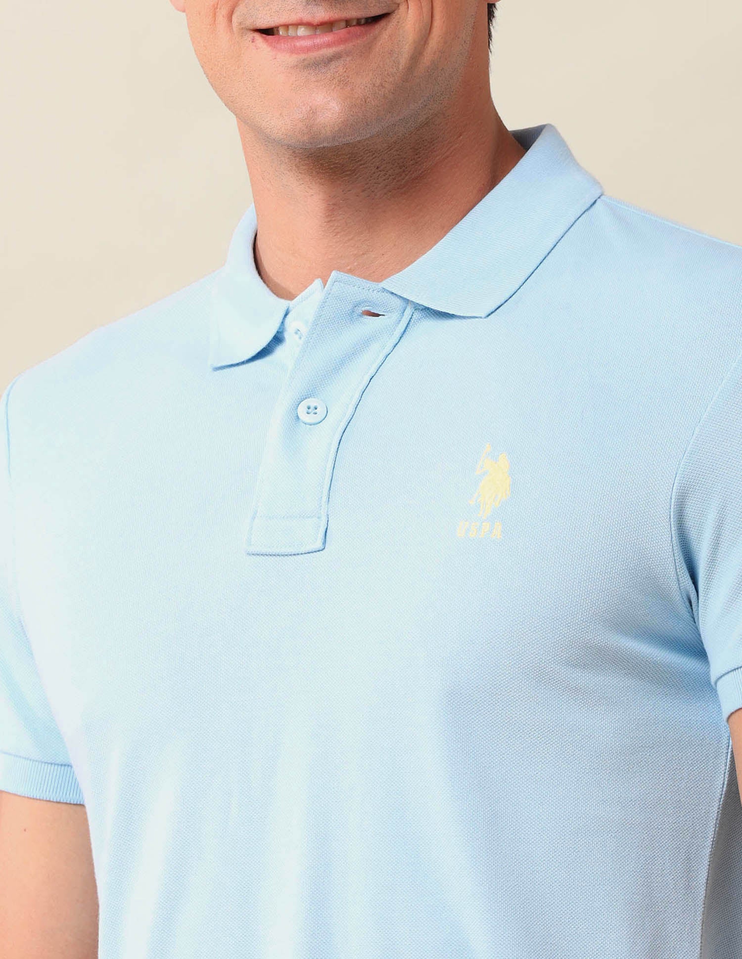 Solid Slim Fit Polo Shirt Light Blue - U.S. Polo Assn. India | Large