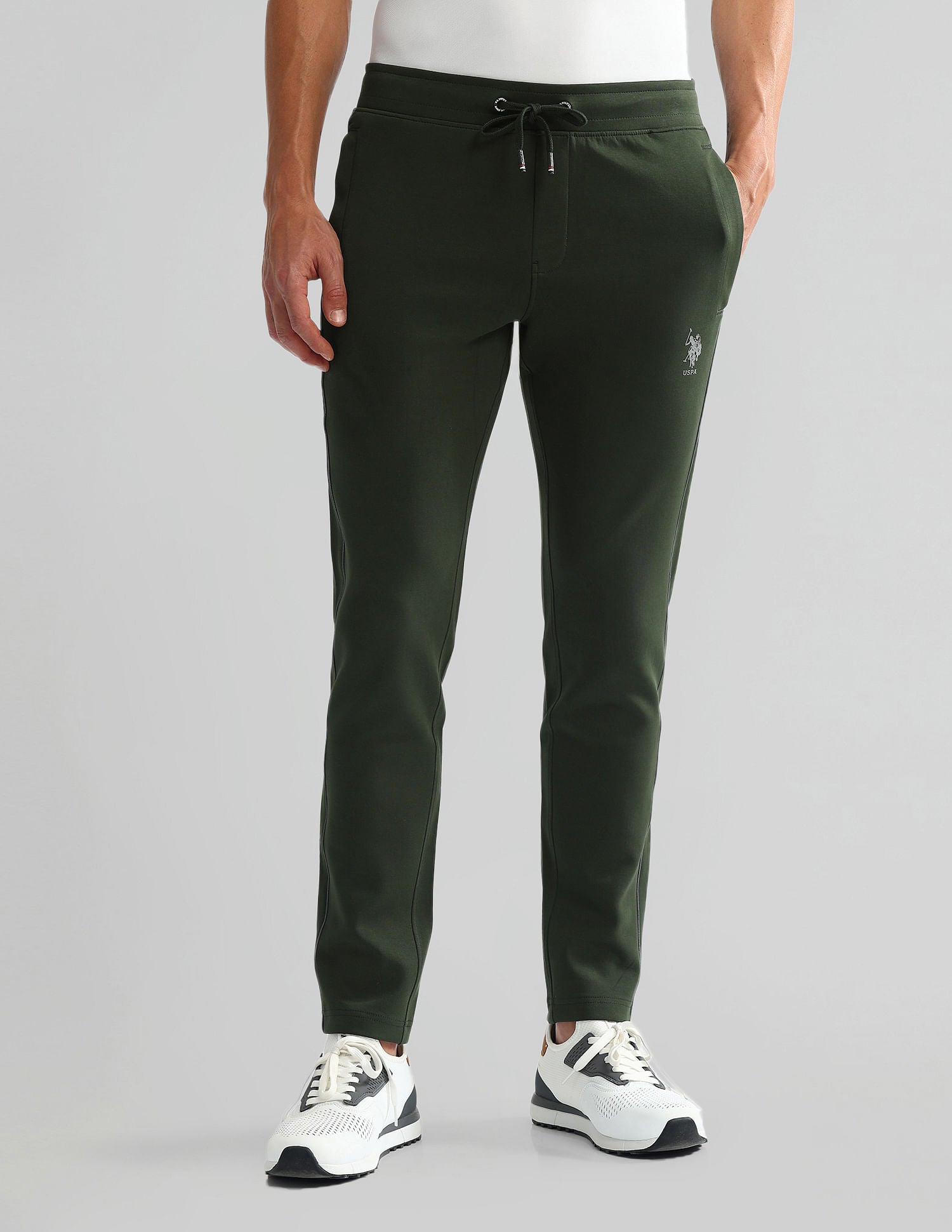 Slim Fit Mid Rise Track Pants Olive - U.S. Polo Assn. India | Large