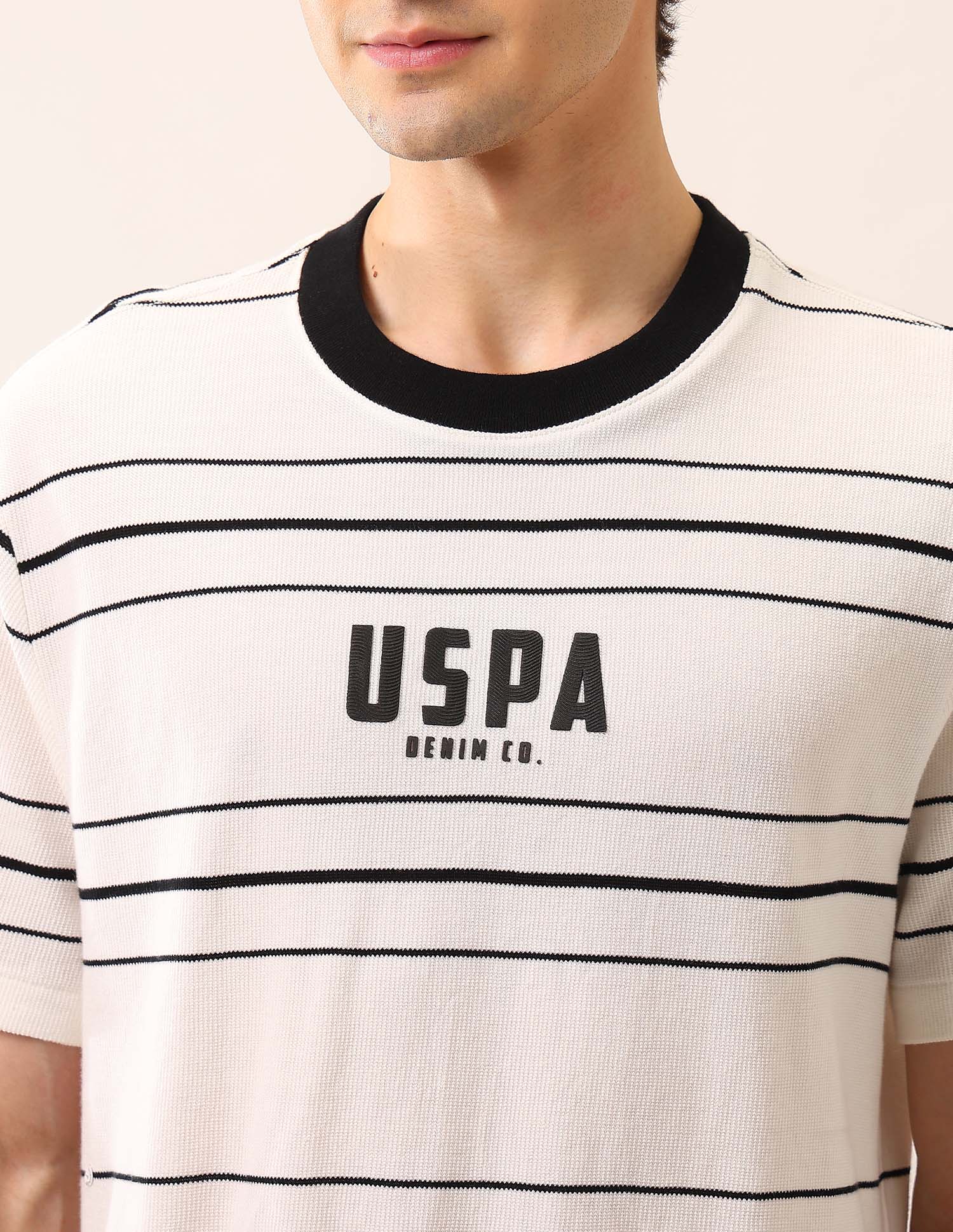 Relaxed Fit Pure Cotton T-Shirt Ivory - U.S. Polo Assn. India | Large
