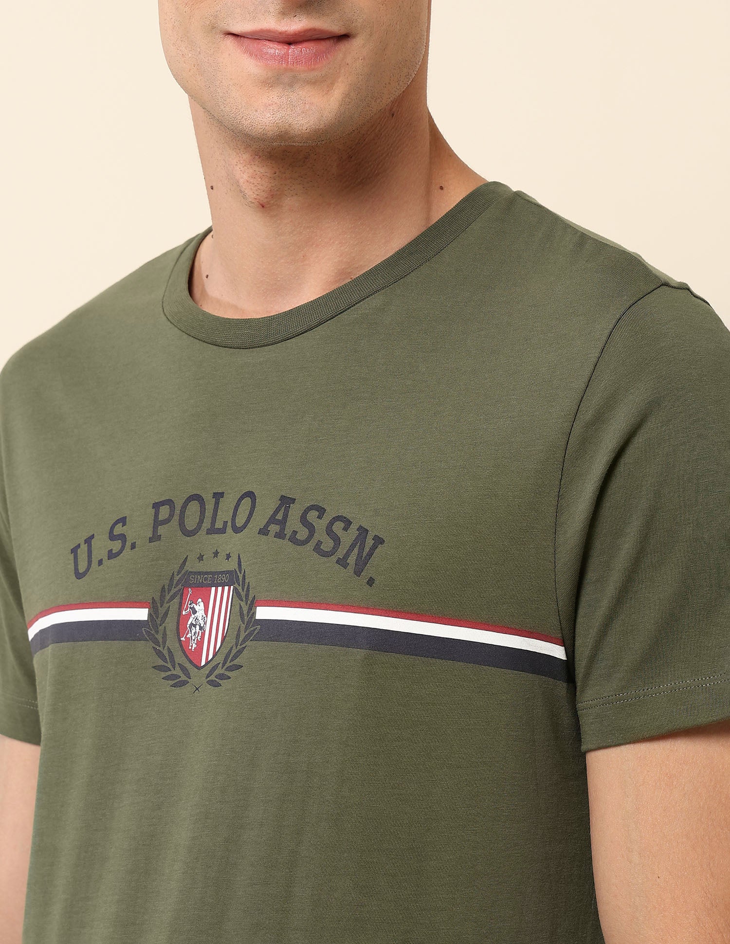Pure Cotton Slim Fit T-Shirt Olive - U.S. Polo Assn. India | Large