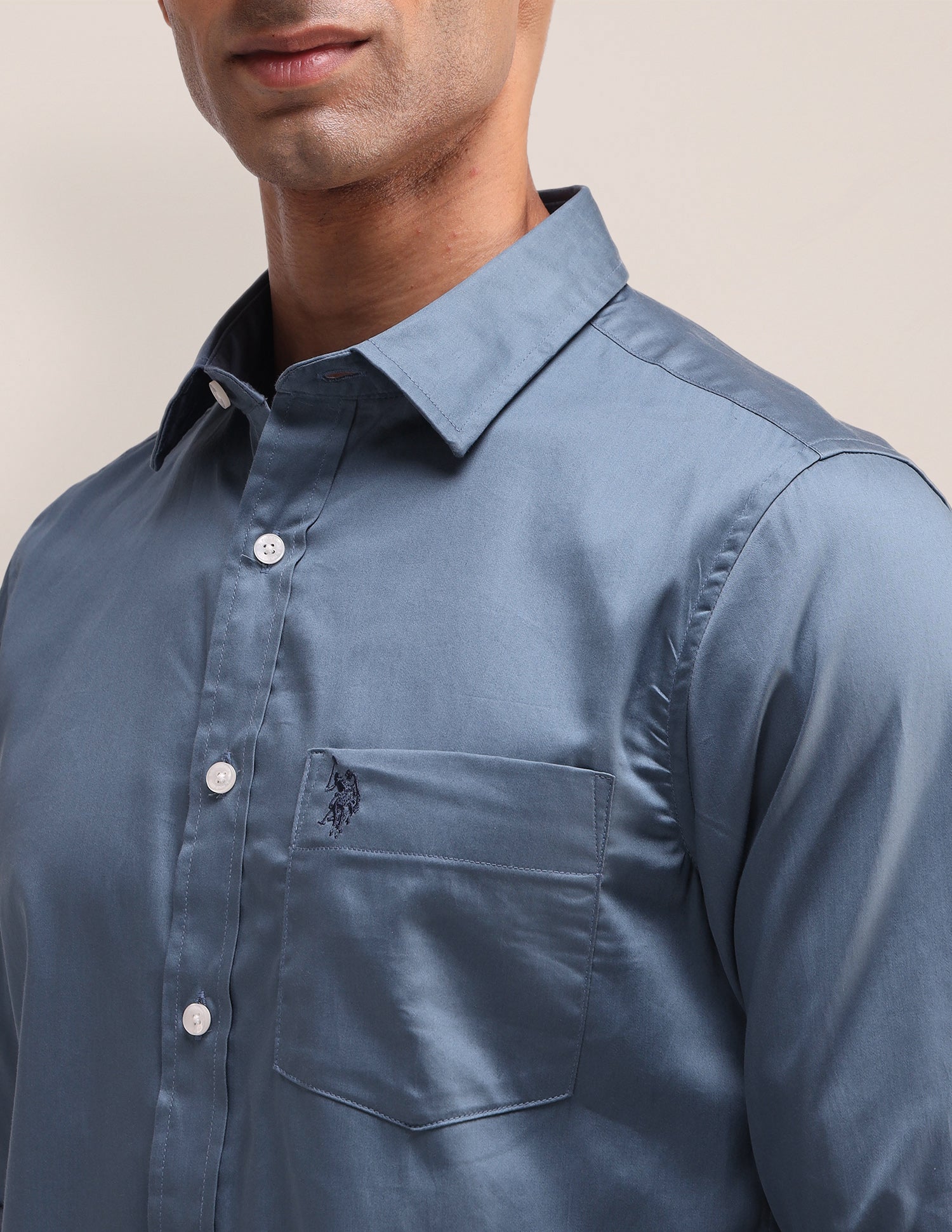Tailored Fit Satin Shirt Grey - U.S. Polo Assn. India | Large