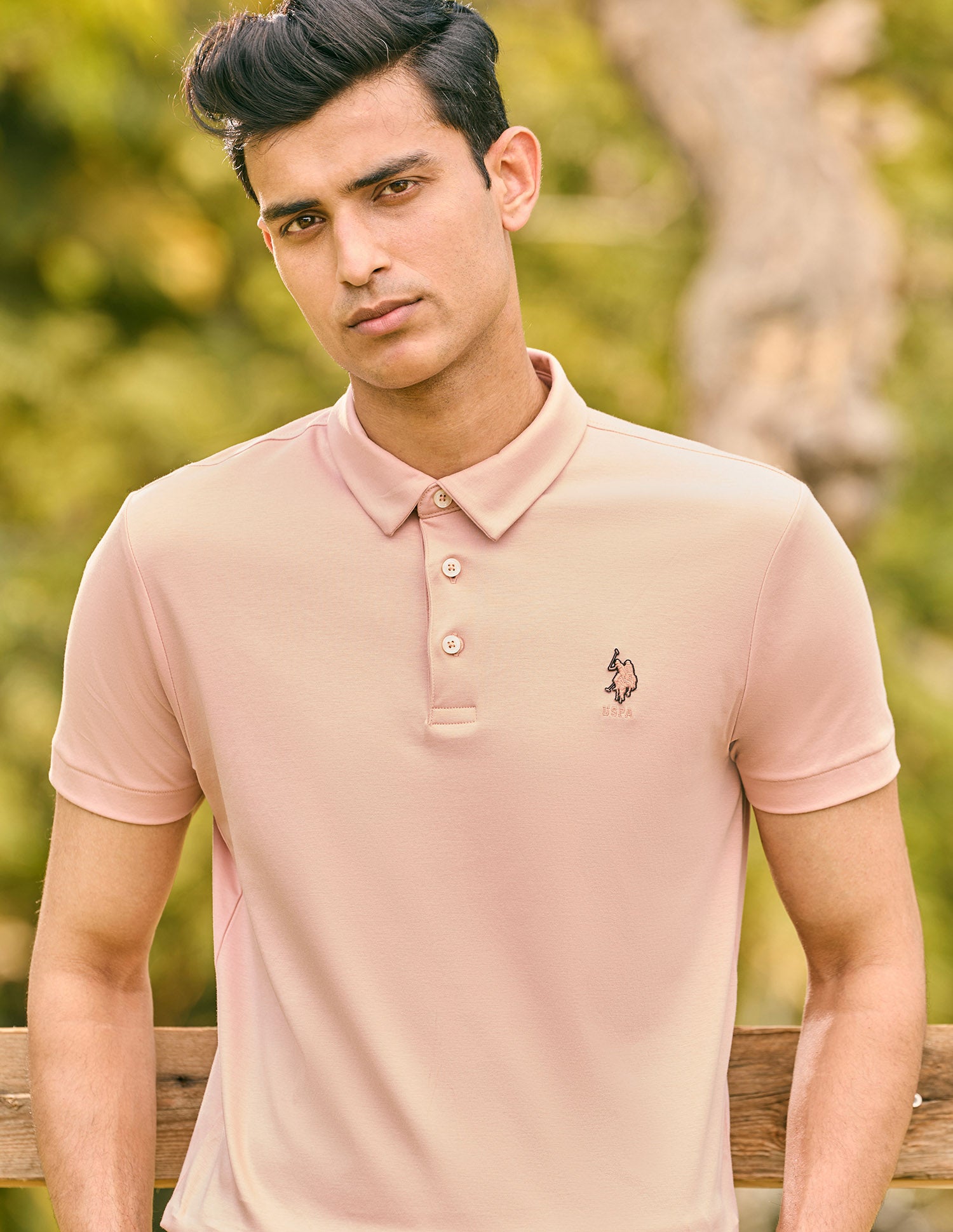 Pacho X Slim Fit Solid Polo Shirt Peach - U.S. POLO ASSN. | Large