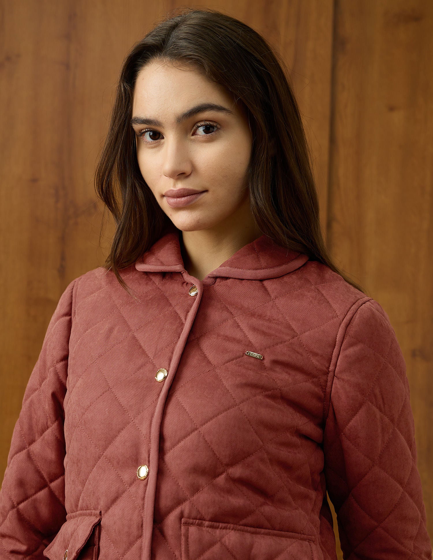 Solid Regular Fit Quilted Jacket Bronze - U.S. POLO ASSN. | Large