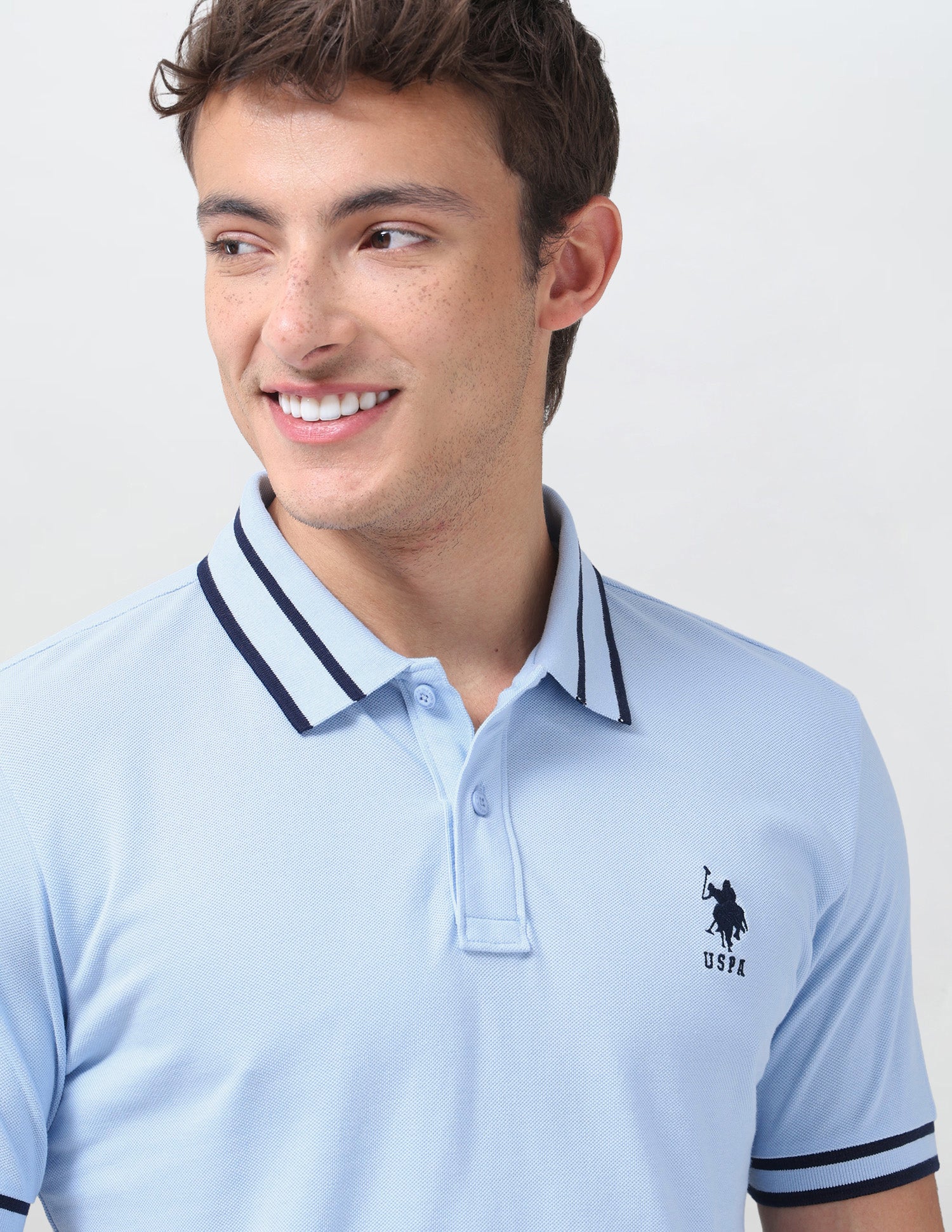 Solid Regular Fit Polo Shirt Light Blue - U.S. Polo Assn. India | Large
