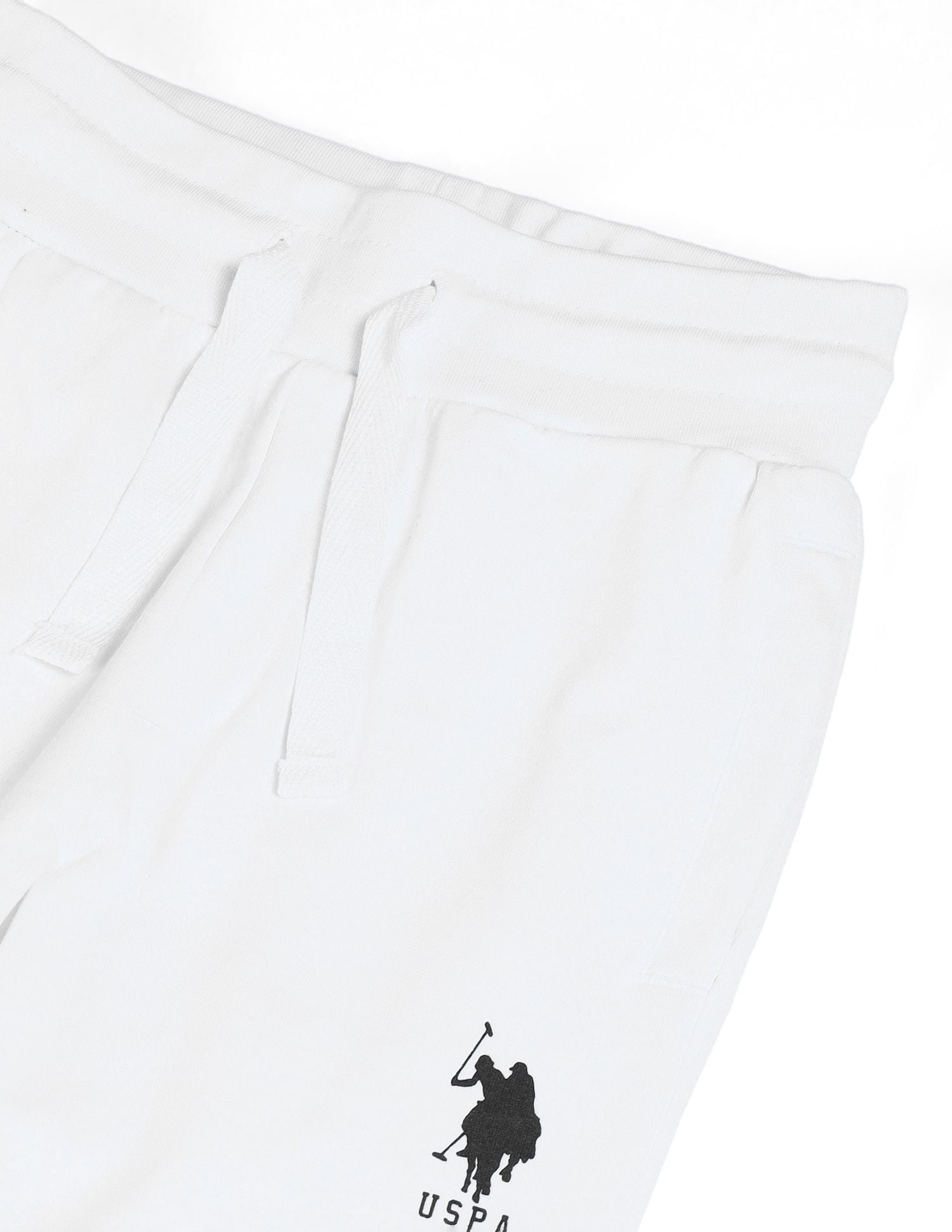 Boys Regular Fit Cotton Joggers White - U.S. POLO ASSN. | Large