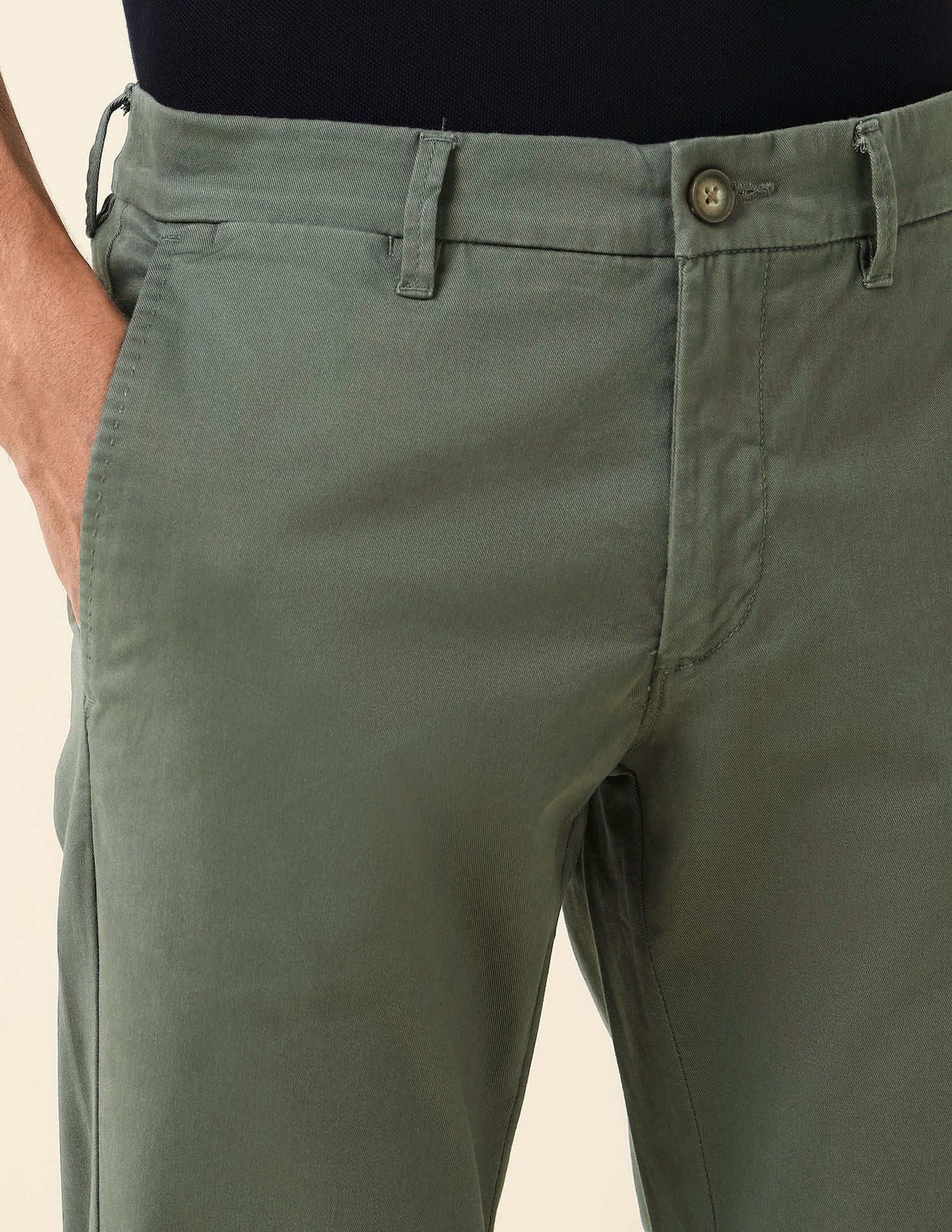 Austin Slim Fit Satin Trousers Olive - U.S. Polo Assn. India | Large