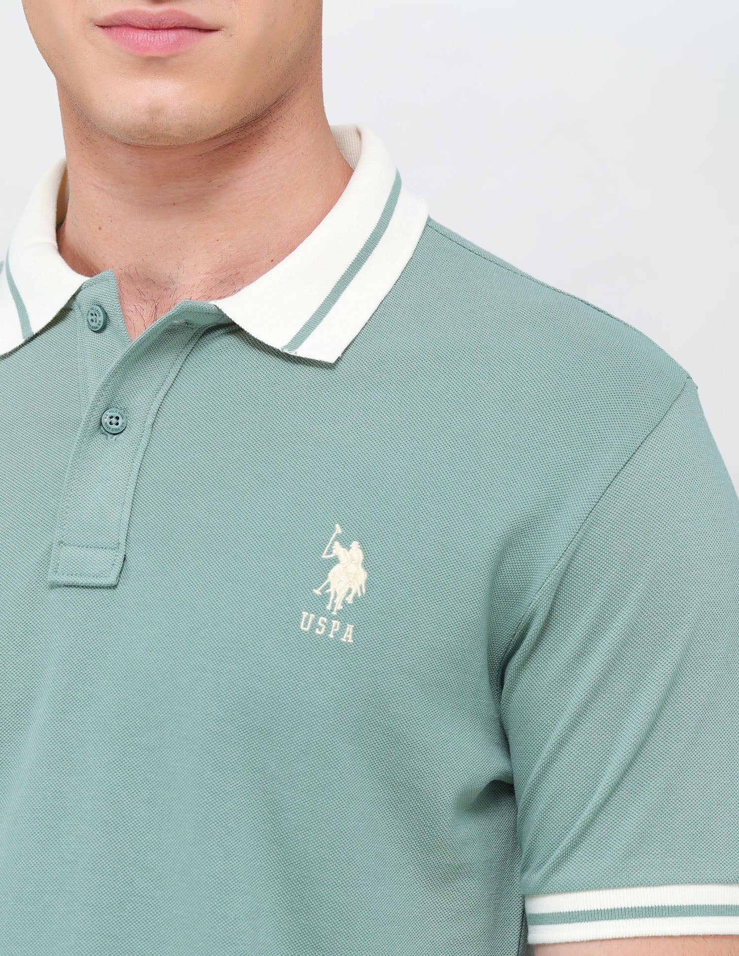 Solid Regular Fit Polo Shirt Light Green - U.S. Polo Assn. India | Large