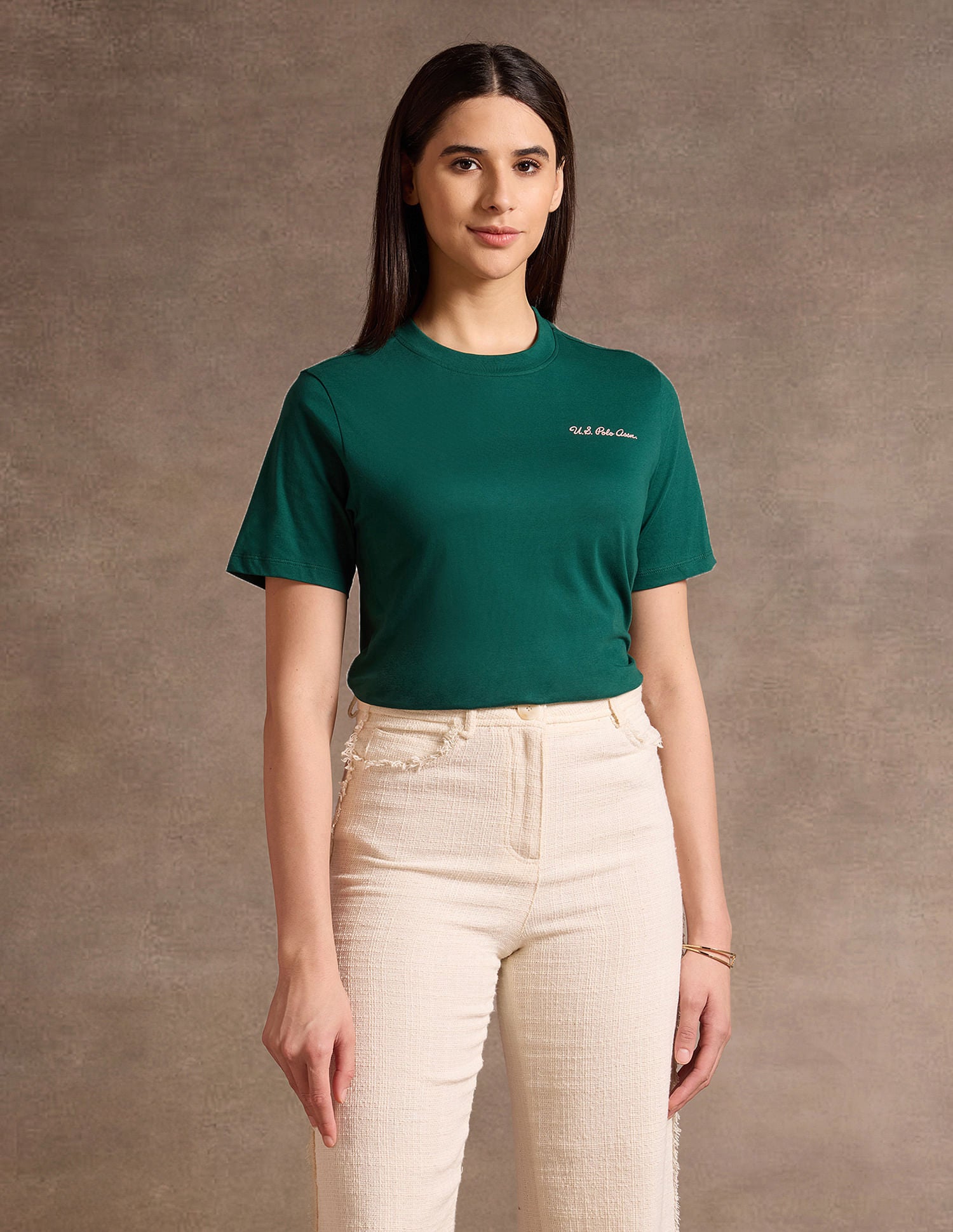 Boxy Fit Crest Print T-Shirt Dark Green - U.S. Polo Assn. India | Large