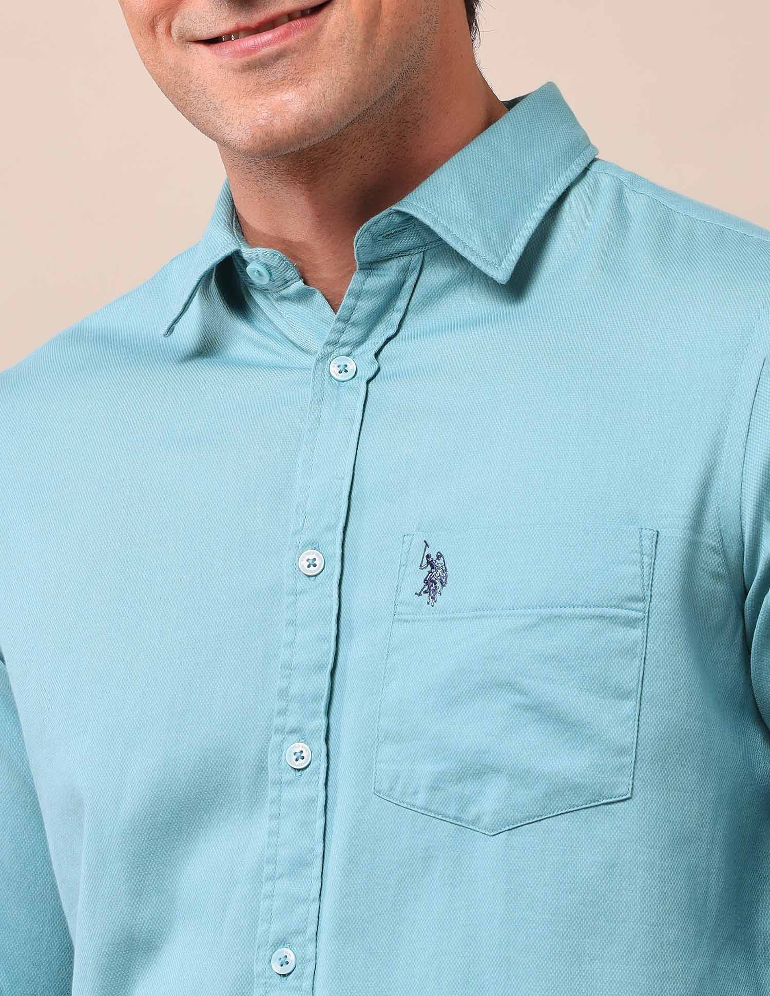 Solid Regular Shirt Teal - U.S. Polo Assn. India | Large