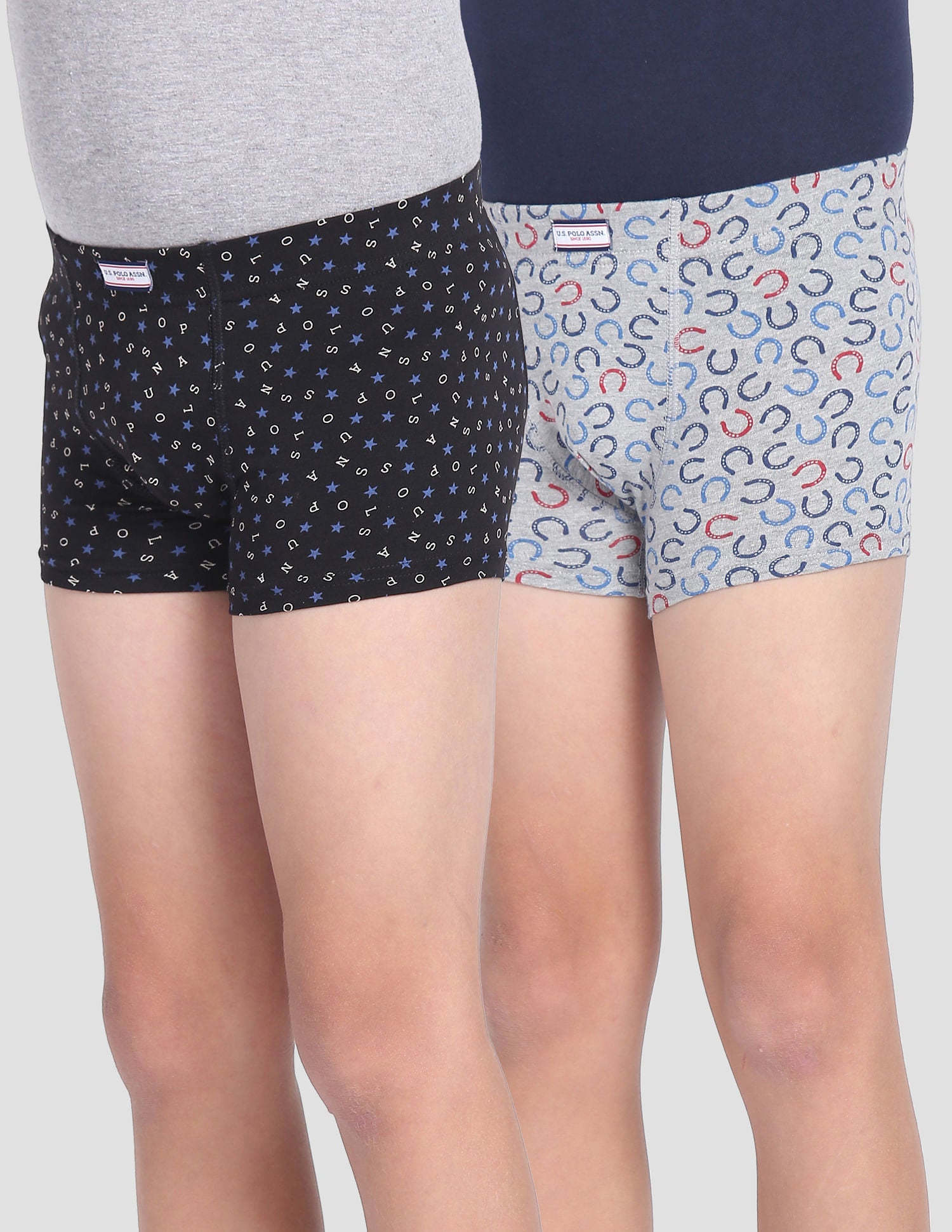 Mid Rise Cotton Spandex OKT01 Trunks - Pack Of 2 Black and Grey - U.S. POLO ASSN. | Large