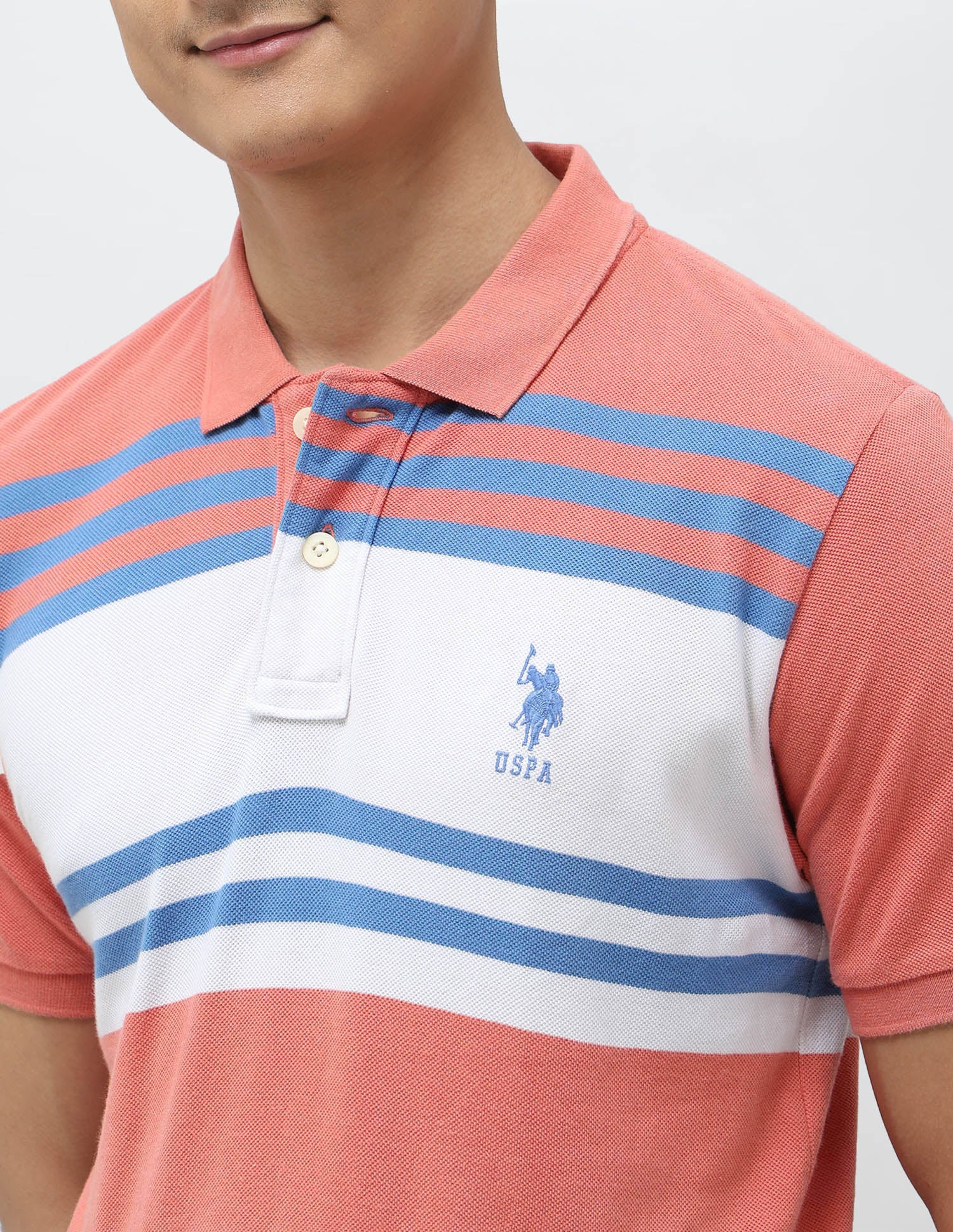 Horizontal Striped Slim Fit Polo Shirt Turquoise - U.S. POLO ASSN. | Large