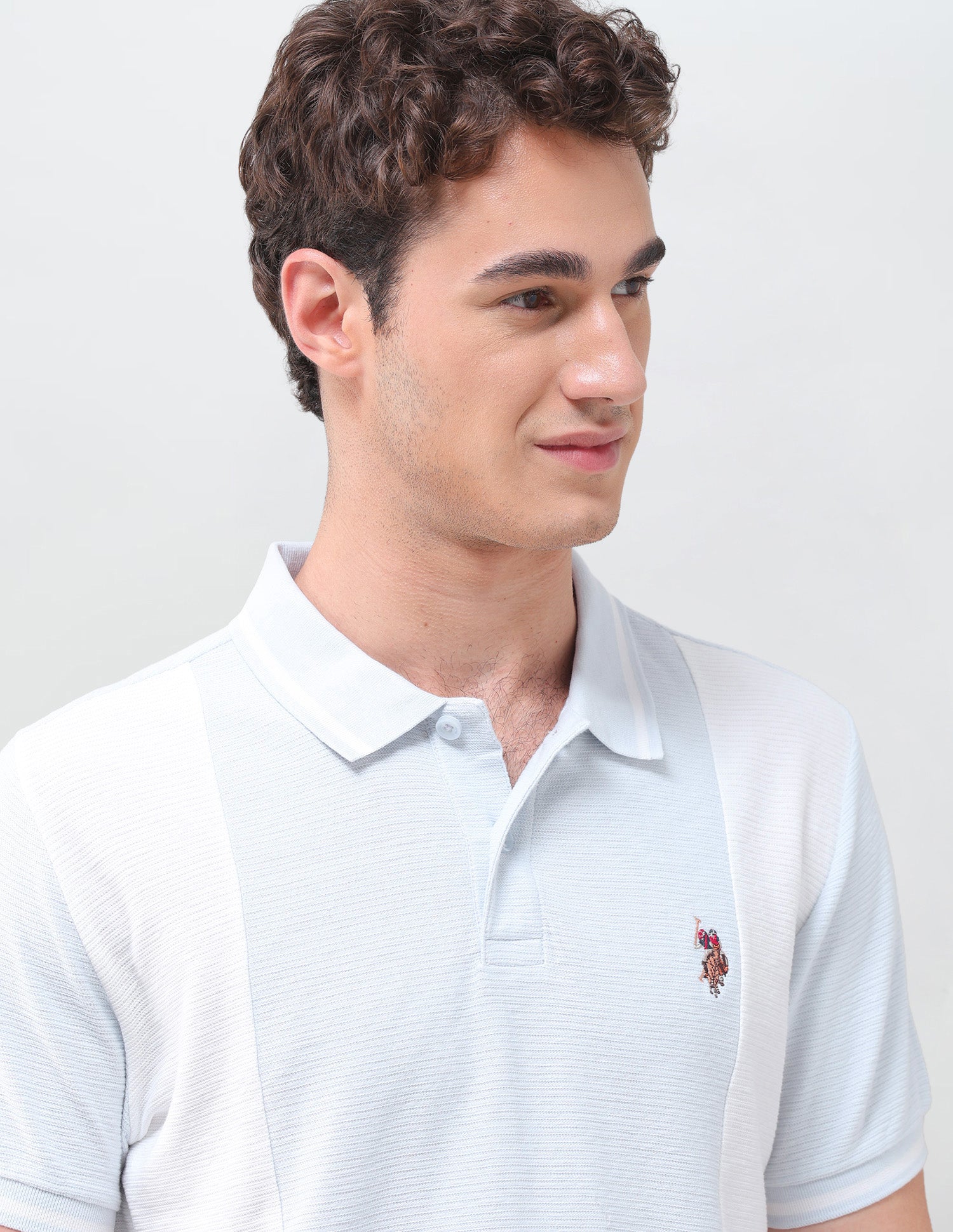 Colourblocked Slim Fit Polo Shirt Light Blue - U.S. Polo Assn. India | Large