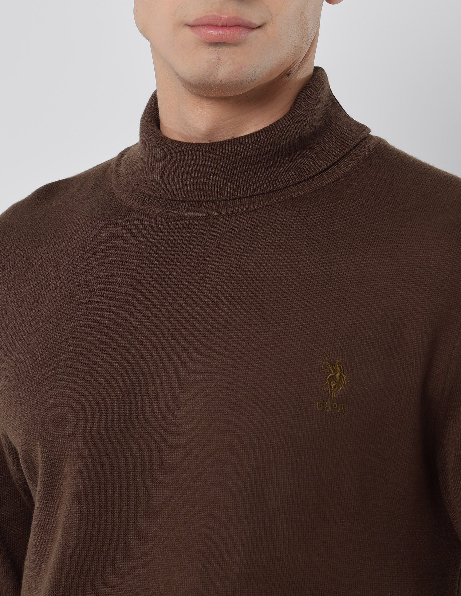 Turtleneck Regular Fit Sweater Dark Brown - U.S. POLO ASSN. | Large
