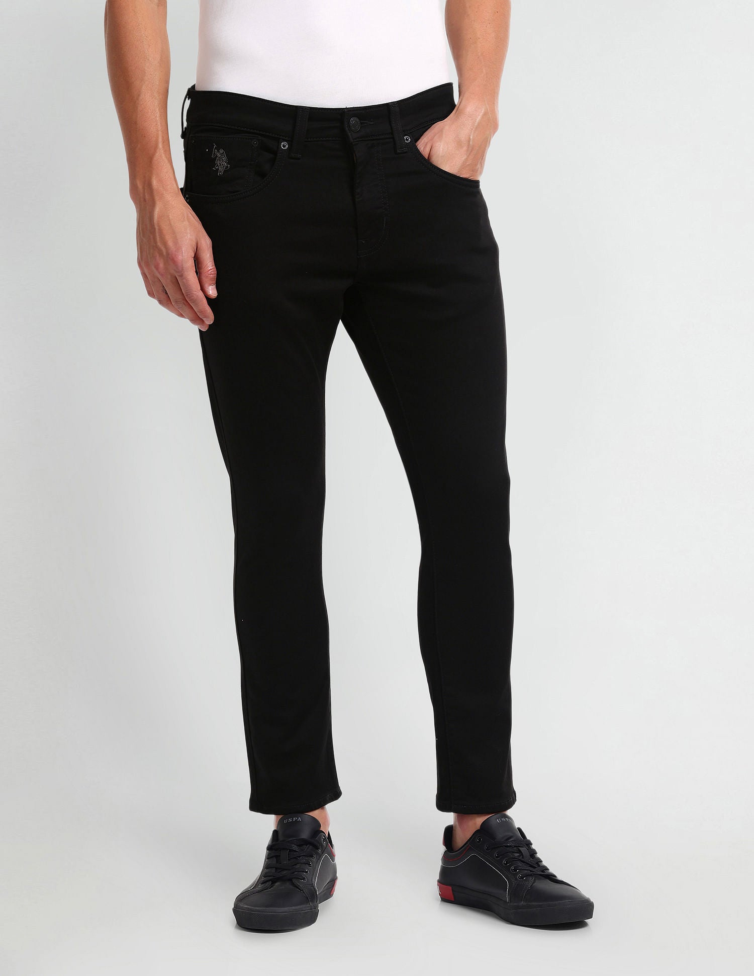 Henry Tapered Cropped Fit Black Jeans Black - U.S. POLO ASSN. | Large
