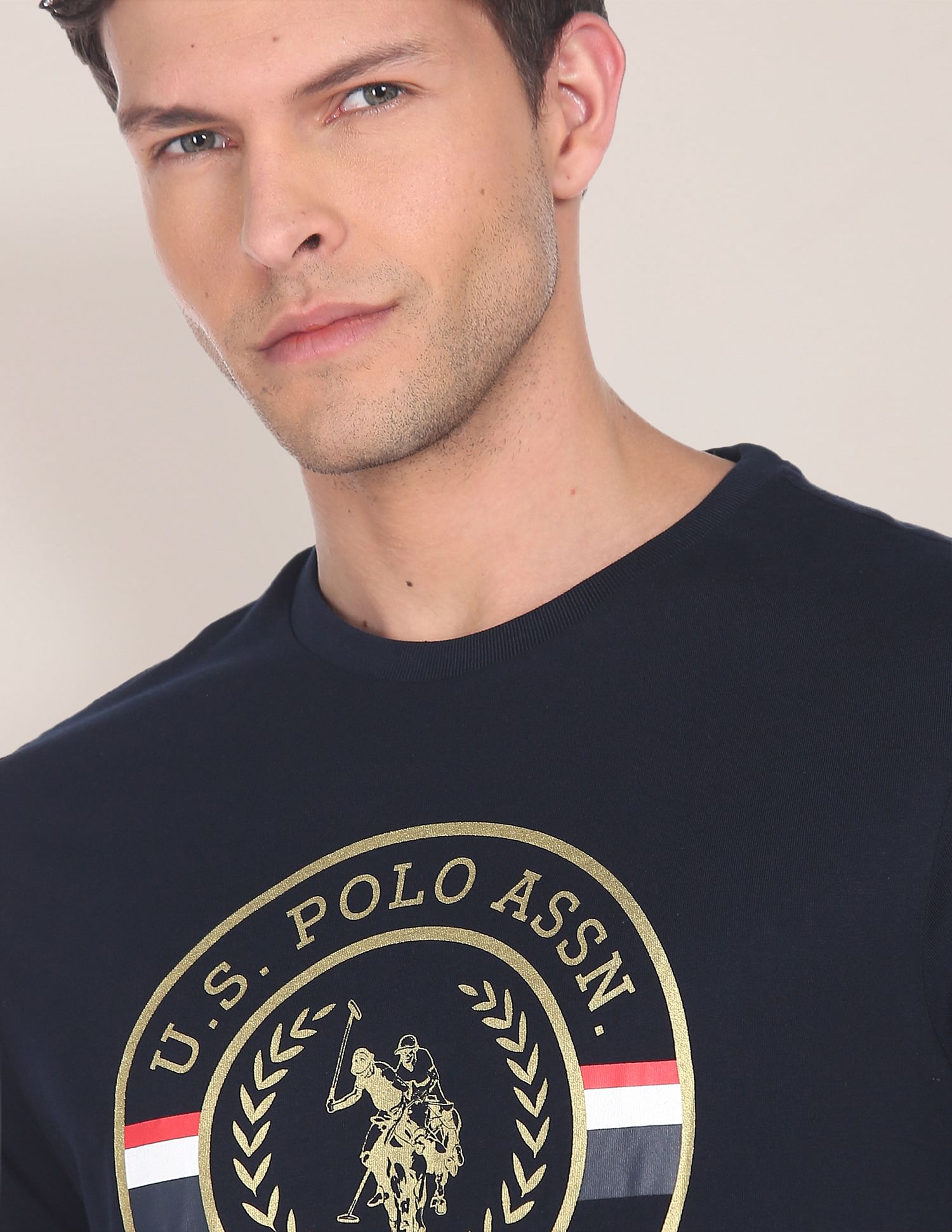 Graphic Print Crew Neck T-shirt Navy - U.S. Polo Assn. India | Large