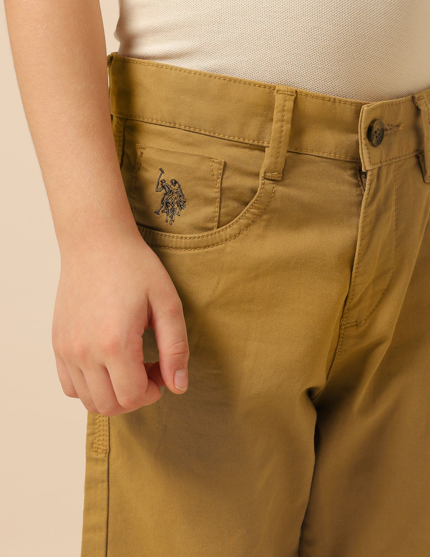 Boys Slim Fit Twill Trousers Mustard - U.S. POLO ASSN. | Large