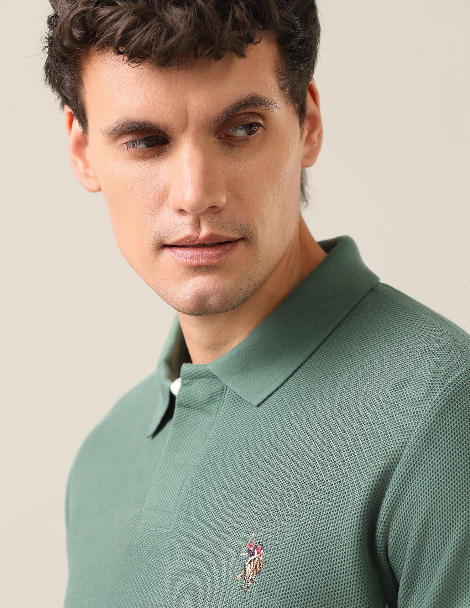 Colourblocked Slim Fit Polo Shirt Green - U.S. Polo Assn. India | Large