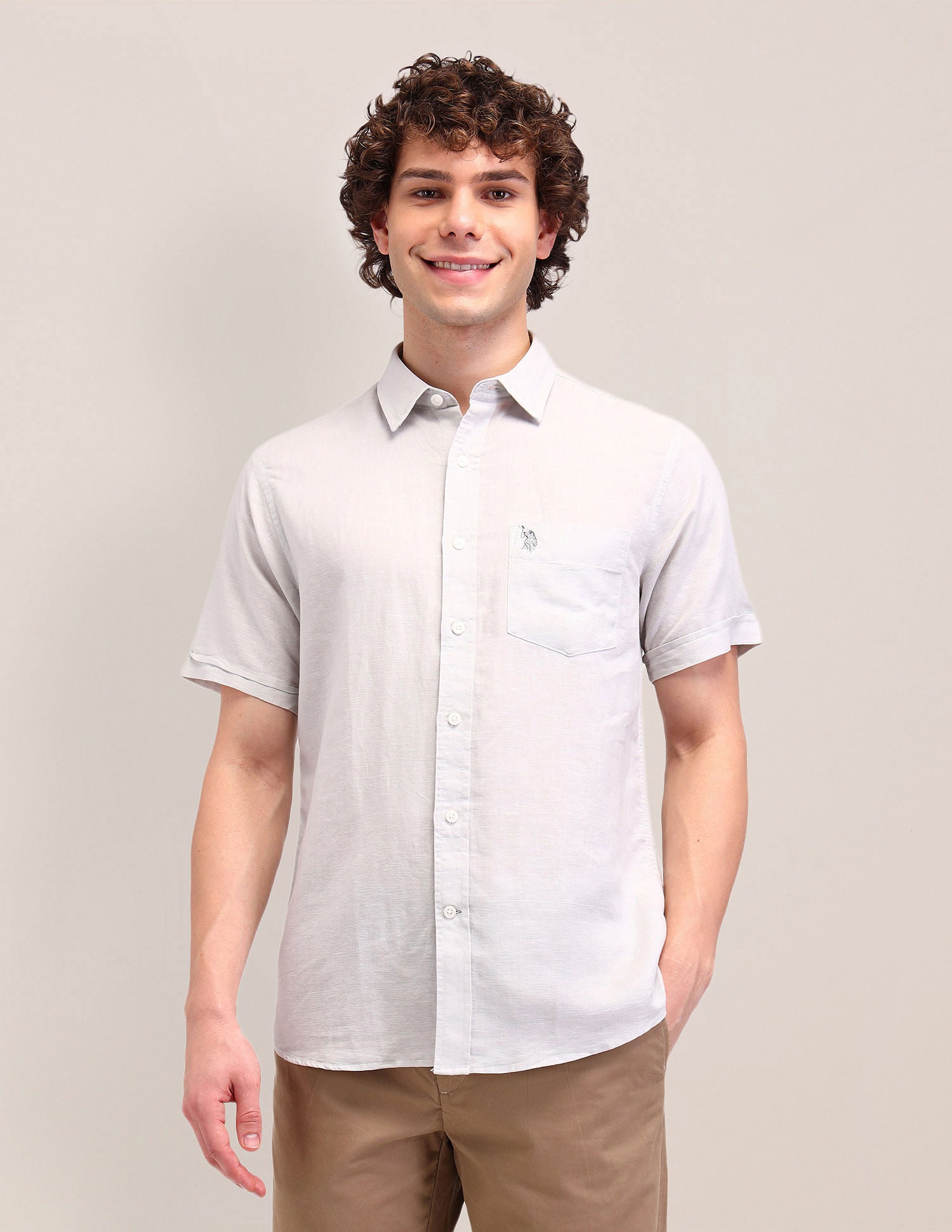 Poplin Tailored Fit Shirt White - U.S. Polo Assn. India | Large