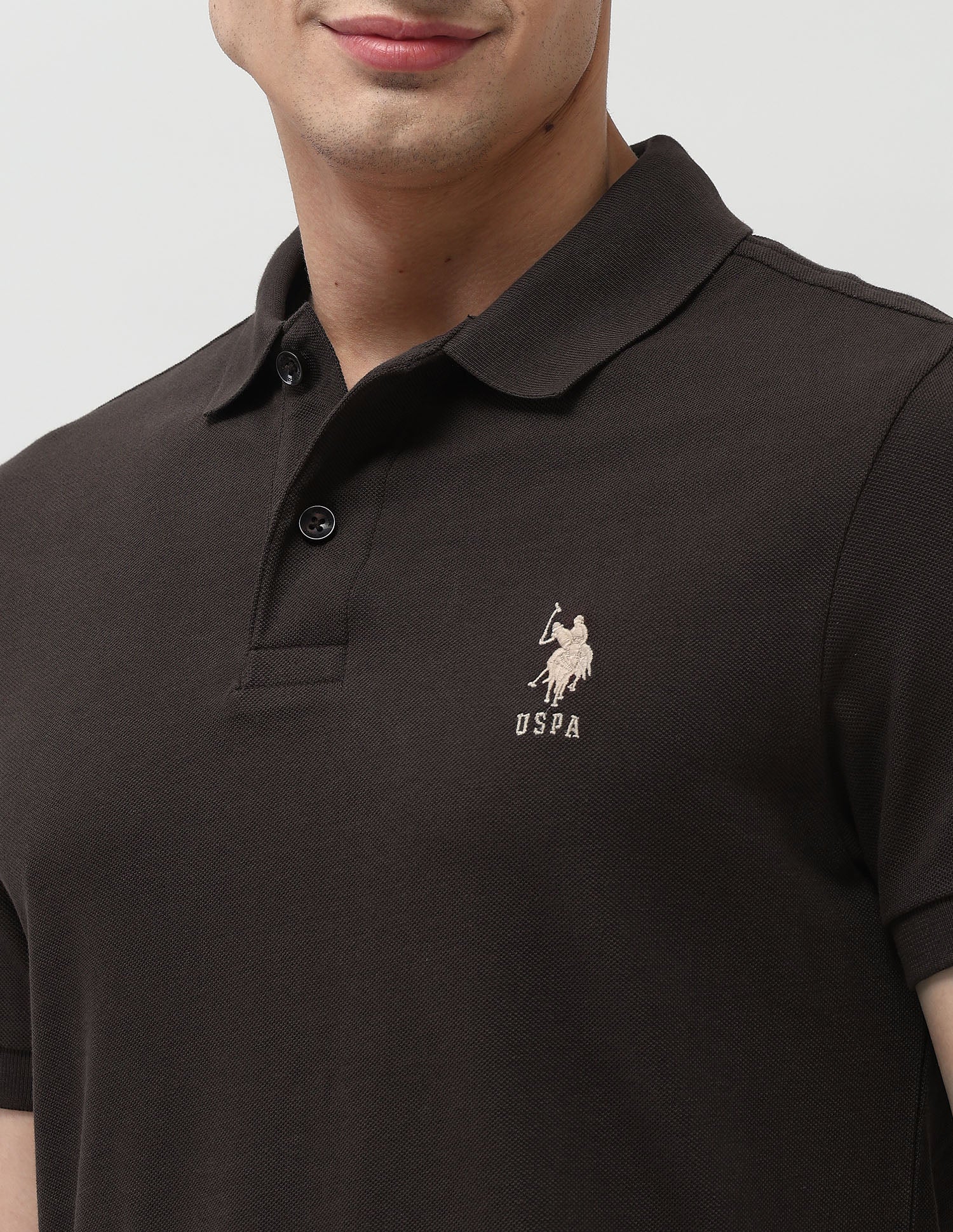 Brand Embroidered Muscle Fit Polo Shirt Dark Brown - U.S. POLO ASSN. | Large