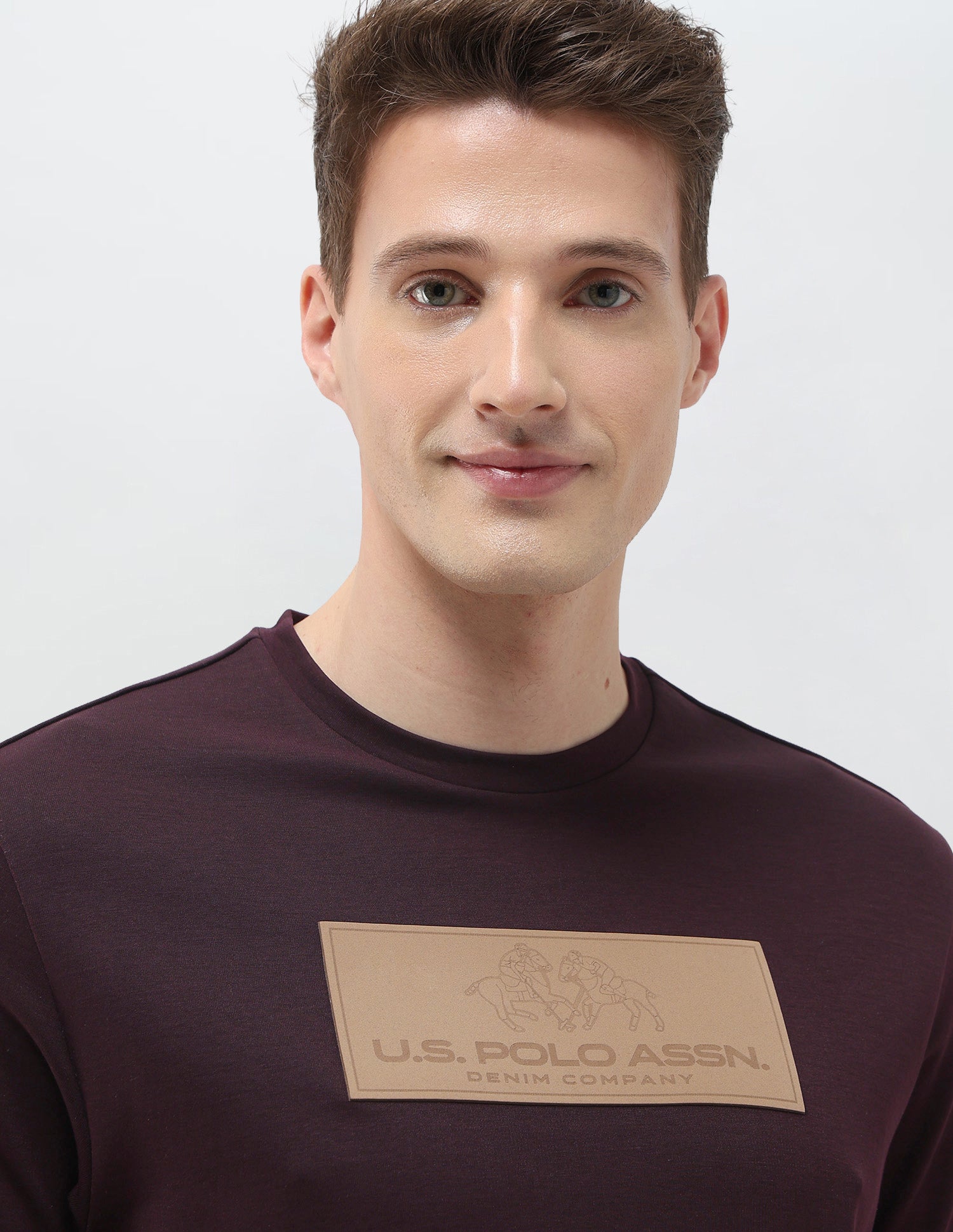 Black & Gold Brand Embossed Slim Fit T-Shirt Wine - U.S. Polo Assn. India | Large
