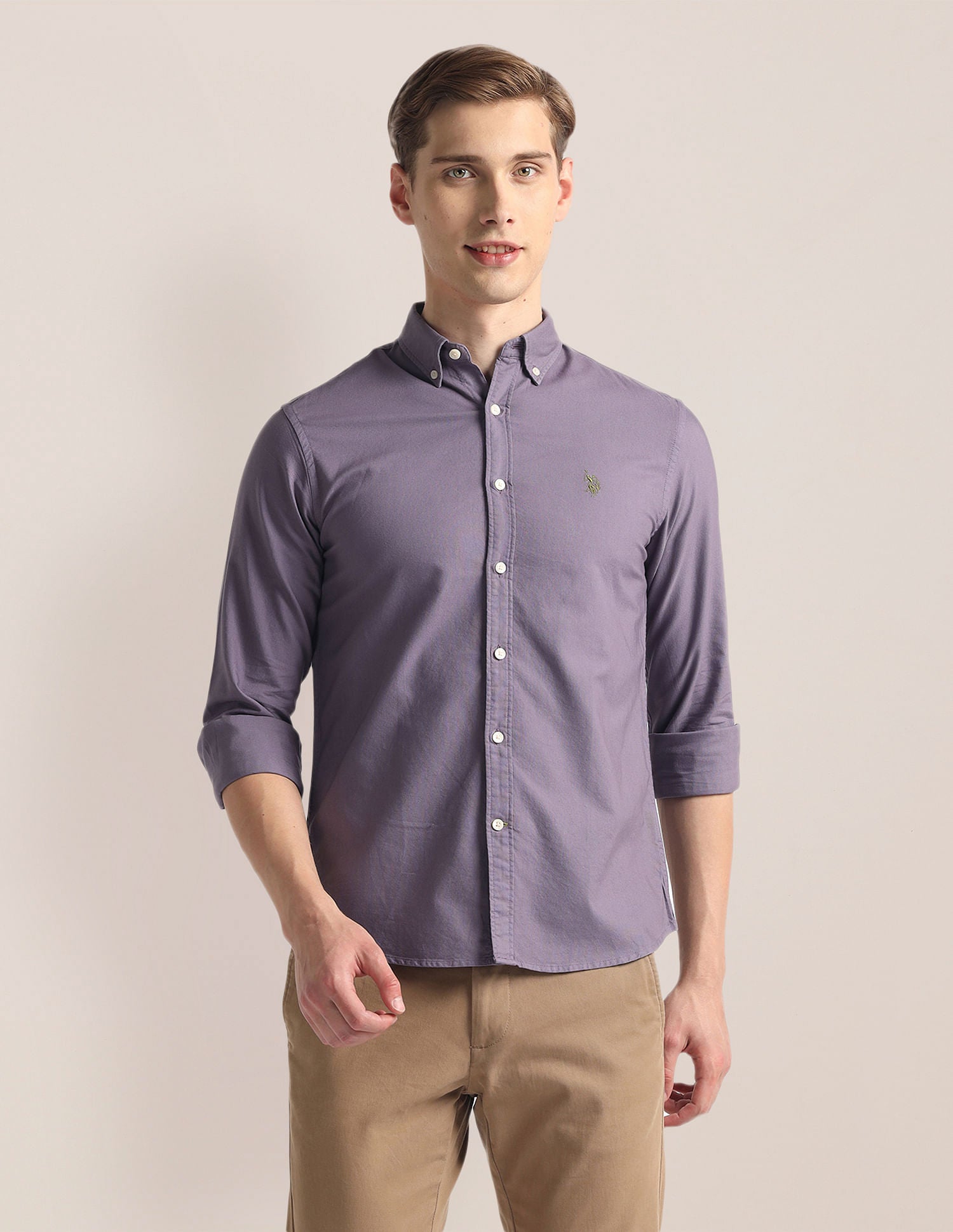 Solid Dobby Shirt Purple - U.S. Polo Assn. India | Large