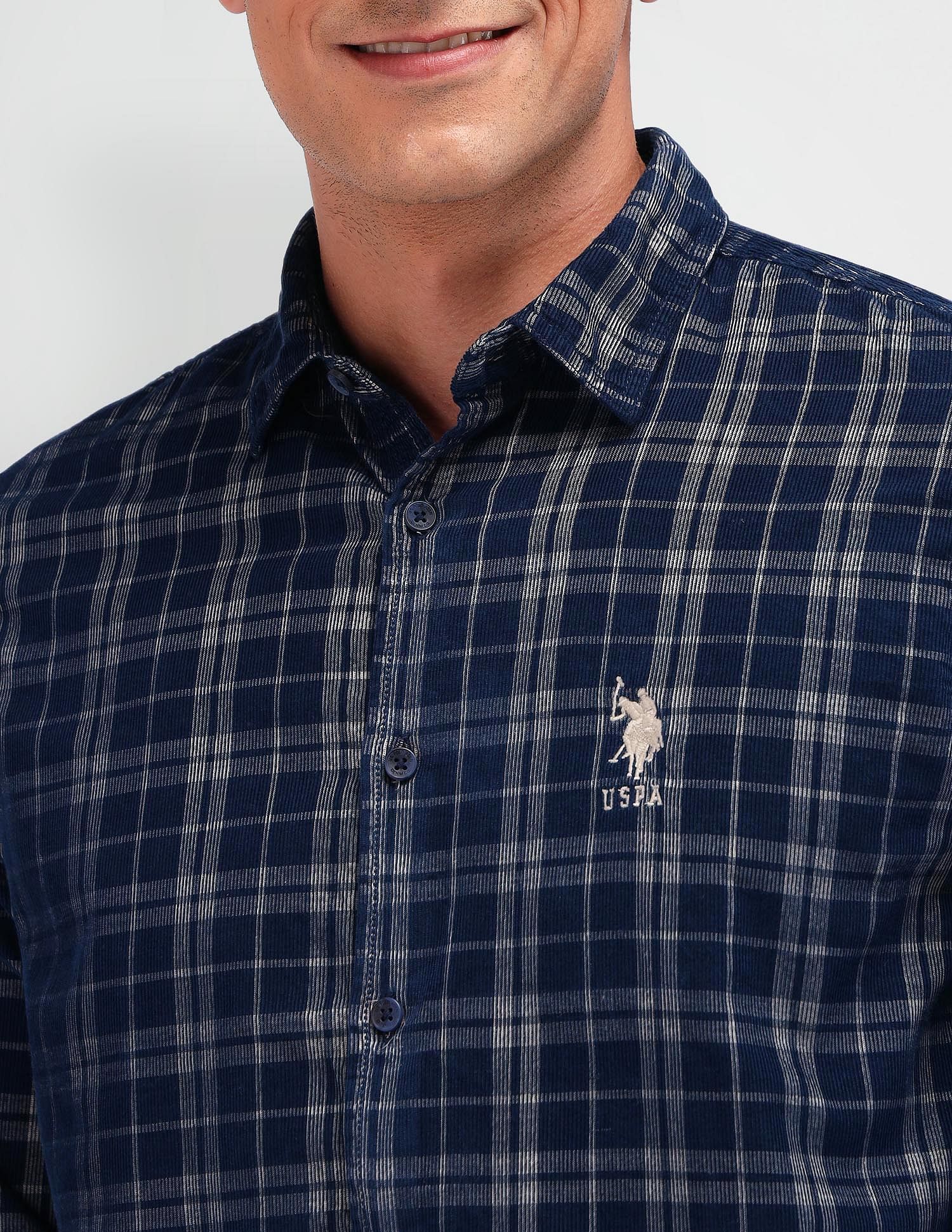 Slim Fit Corduroy Shirt Navy - U.S. Polo Assn. India | Large