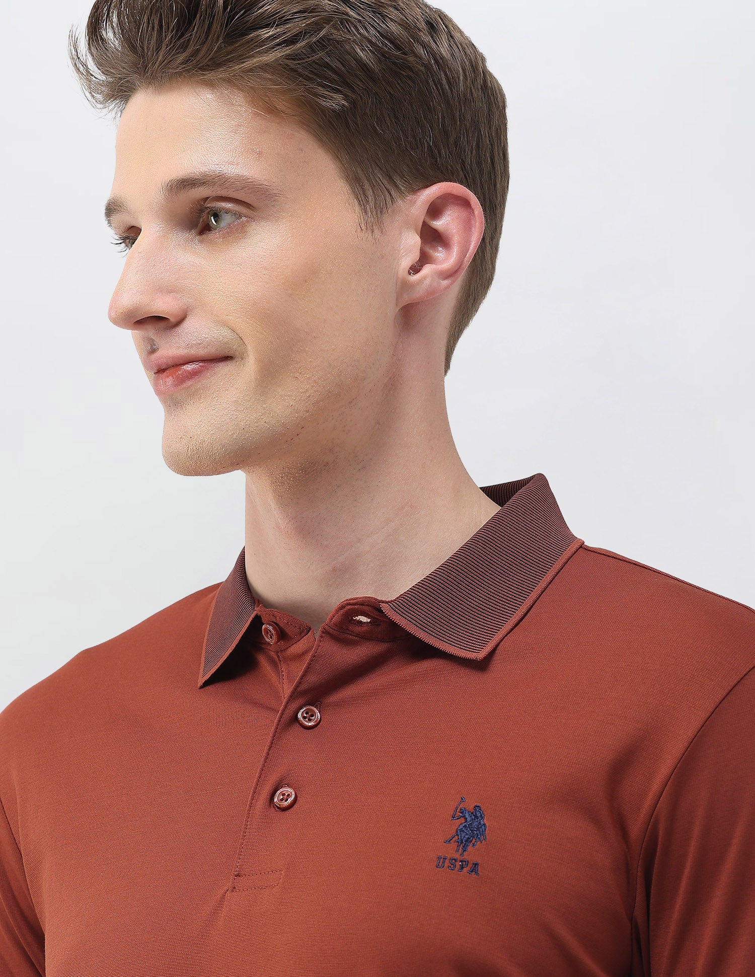 Solid Slim Fit Polo Shirt Rust - U.S. Polo Assn. India | Large