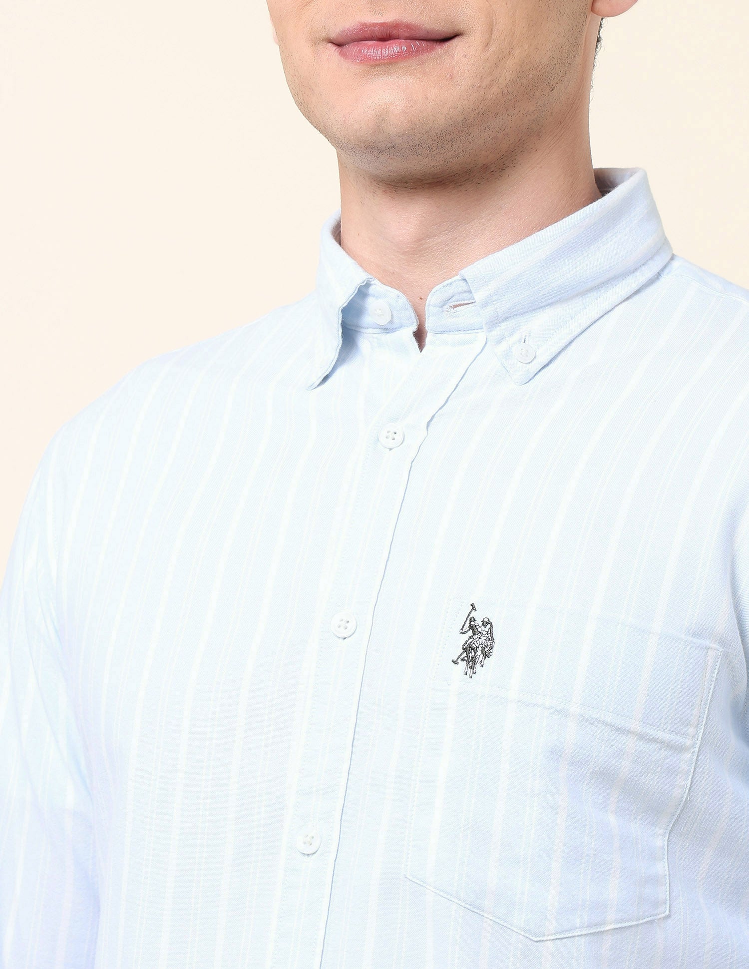 Vertical Striped Oxford Shirt Light Blue - U.S. Polo Assn. India | Large