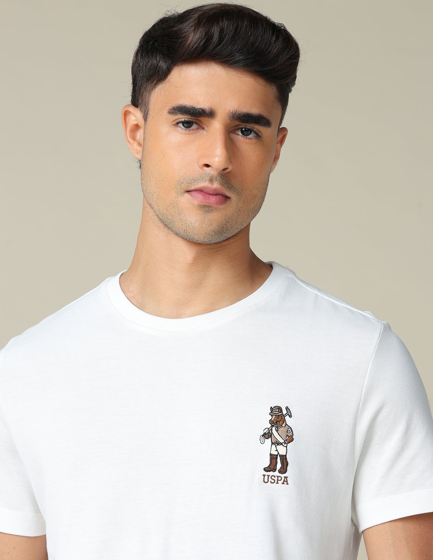 Pure Cotton Regular Fit T- Shirt Ivory - U.S. POLO ASSN. | Large