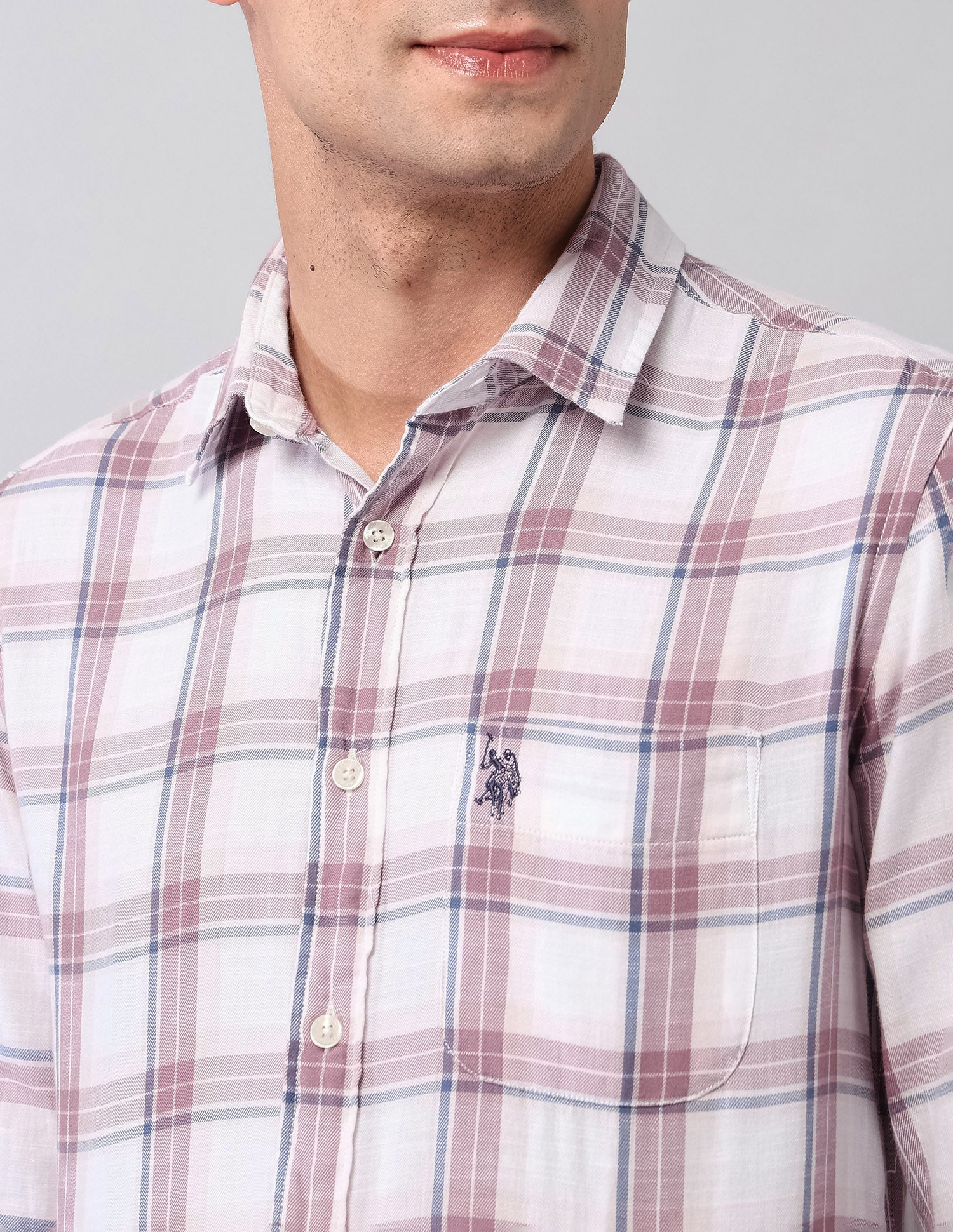 Tartan Checked Pure Cotton Shirt White - U.S. Polo Assn. India | Large
