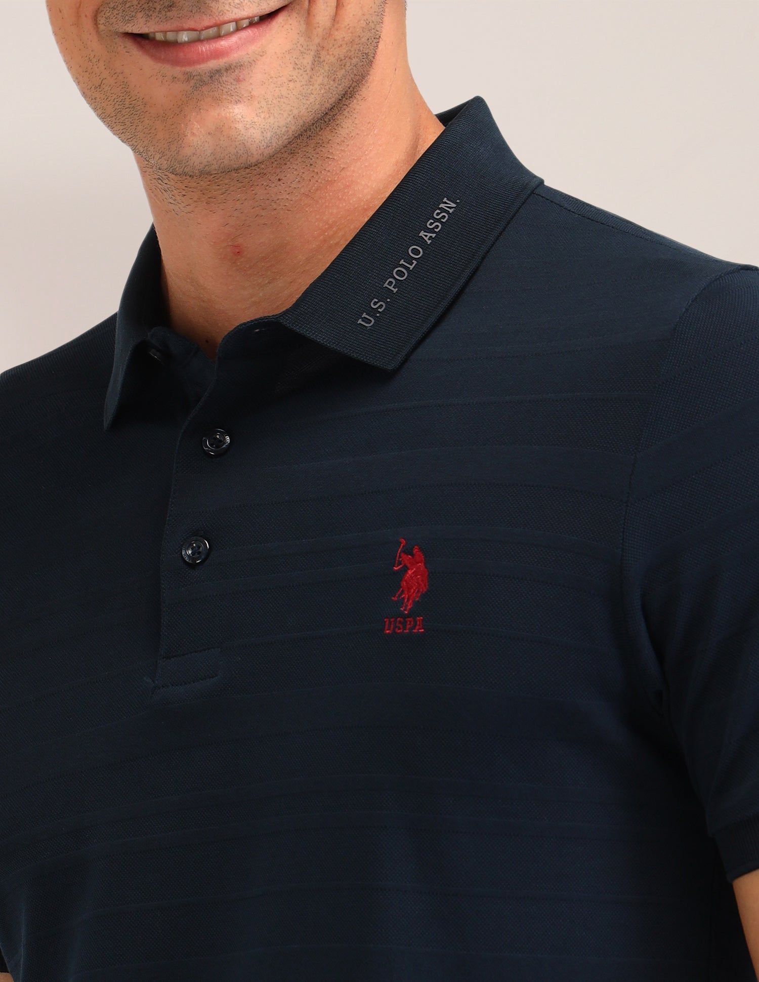 Horizontal Striped Slim Fit Polo Shirts Navy - U.S. Polo Assn. India | Large