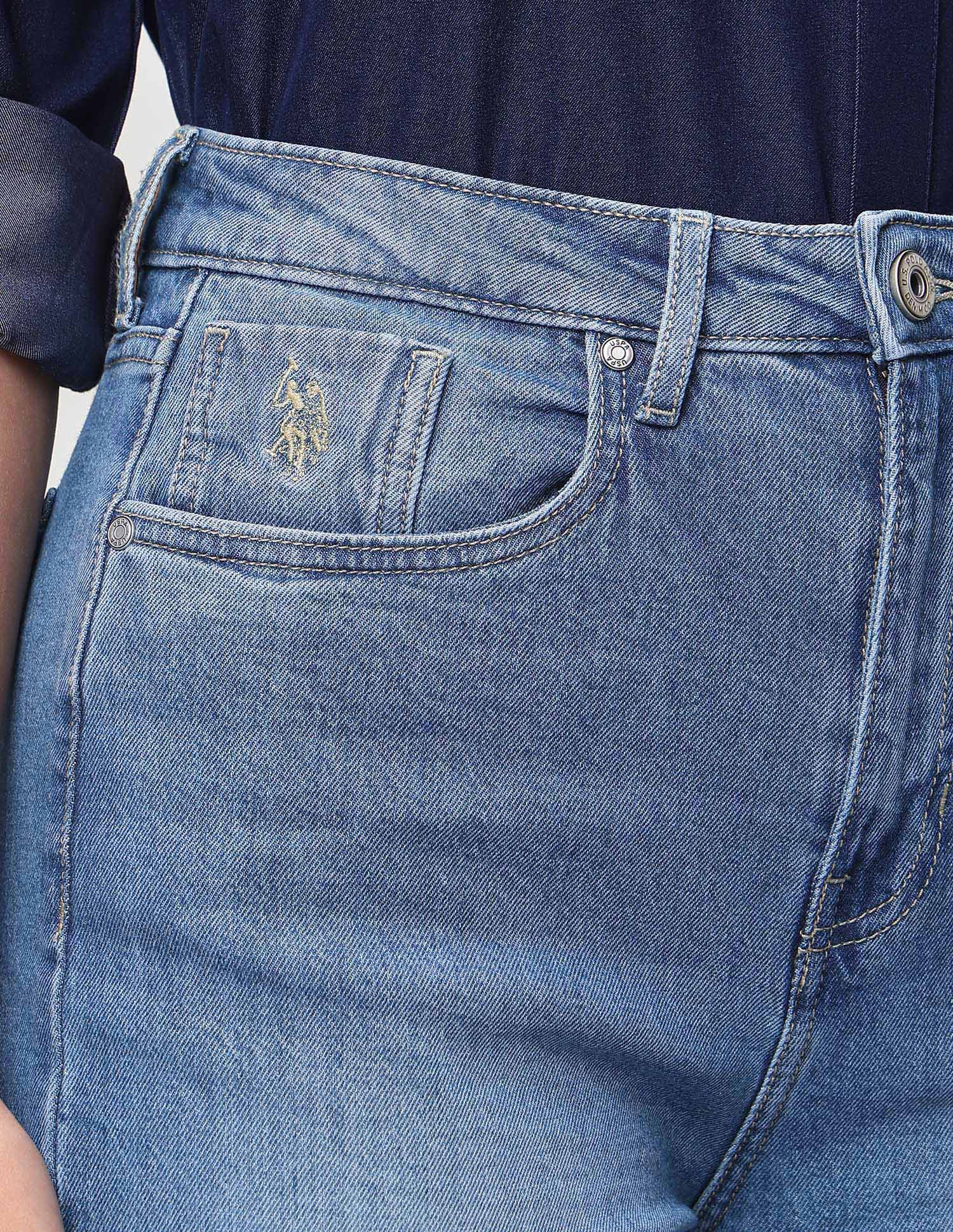 High Rise Straight Fit Jeans Light Blue - U.S. Polo Assn. India | Large