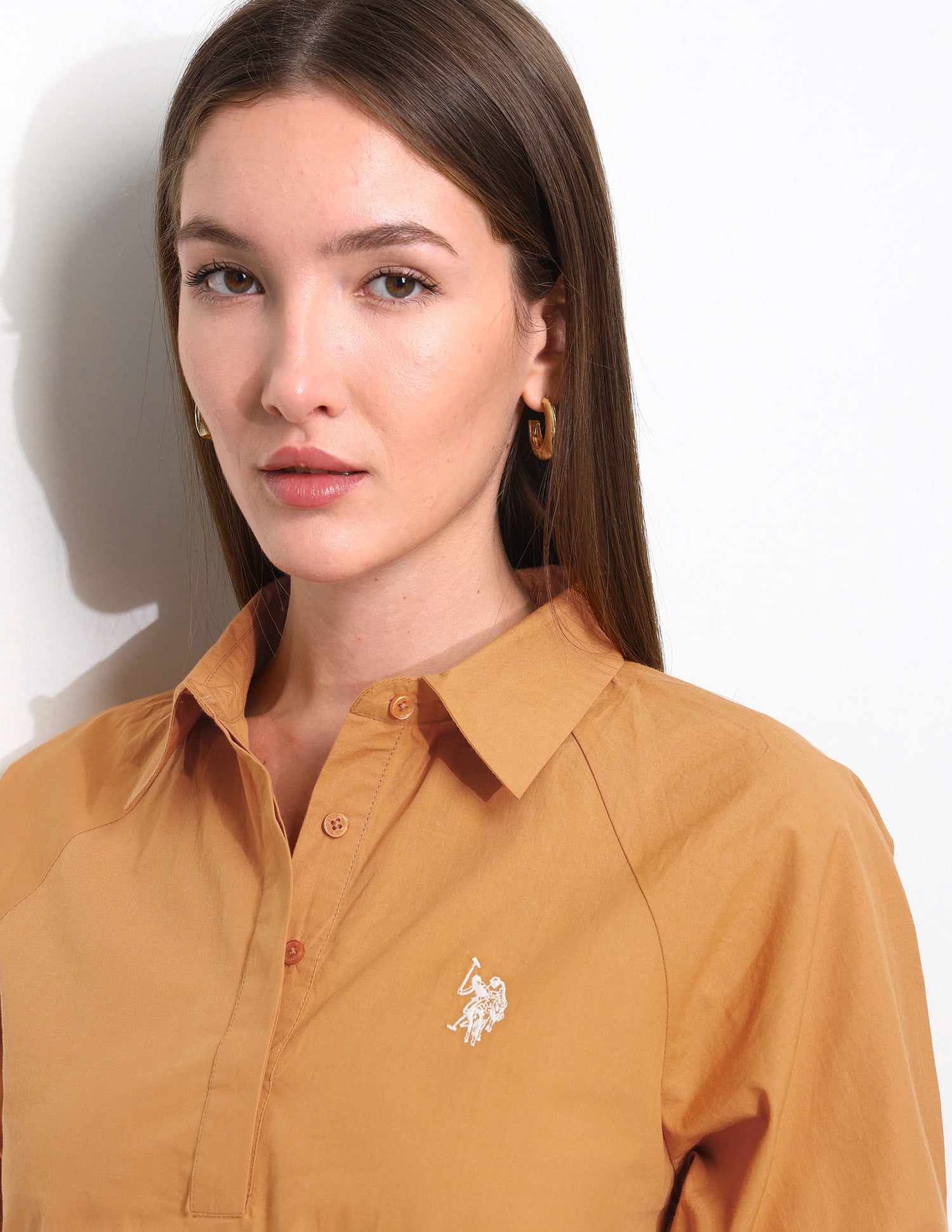 Solid Regular Fit Raglan Shirt Mustard - U.S. Polo Assn. India | Large