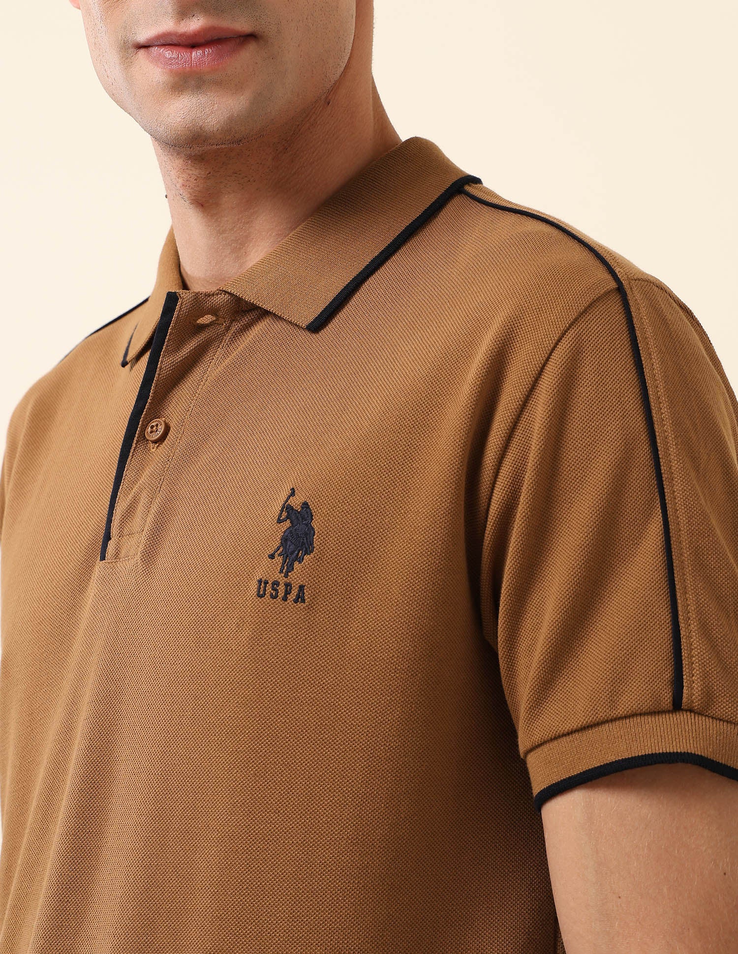Solid Slim Fit Polo Shirt Brown - U.S. Polo Assn. India | Large
