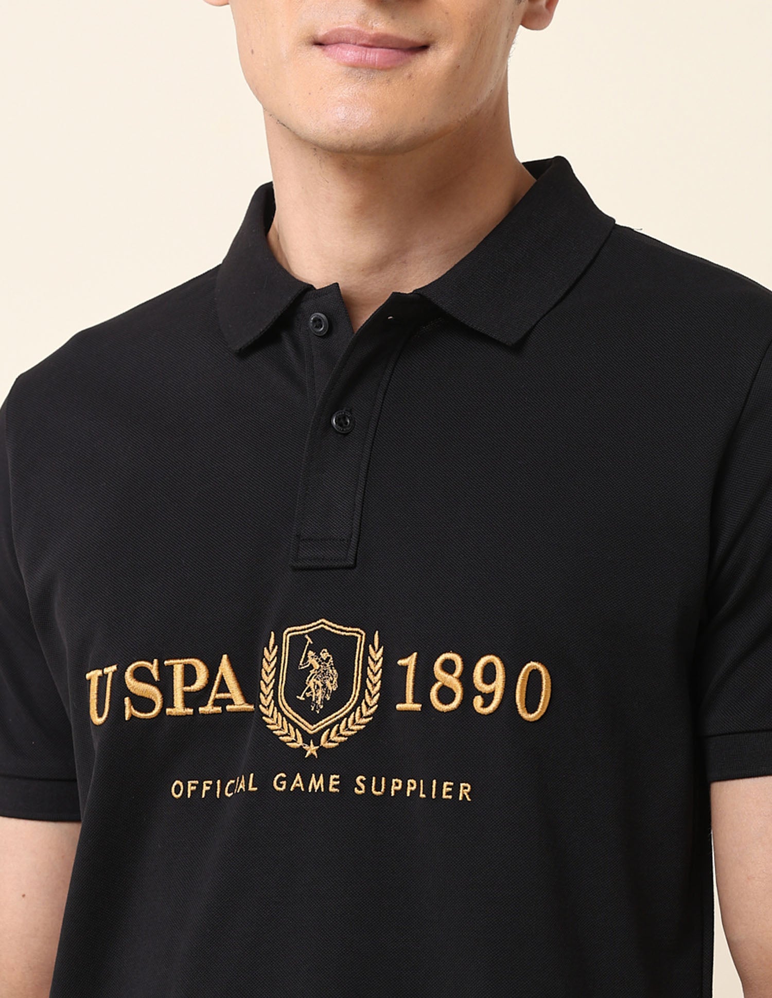 Brand Embroidered Classic Polo Shirt Black - U.S. Polo Assn. India | Large