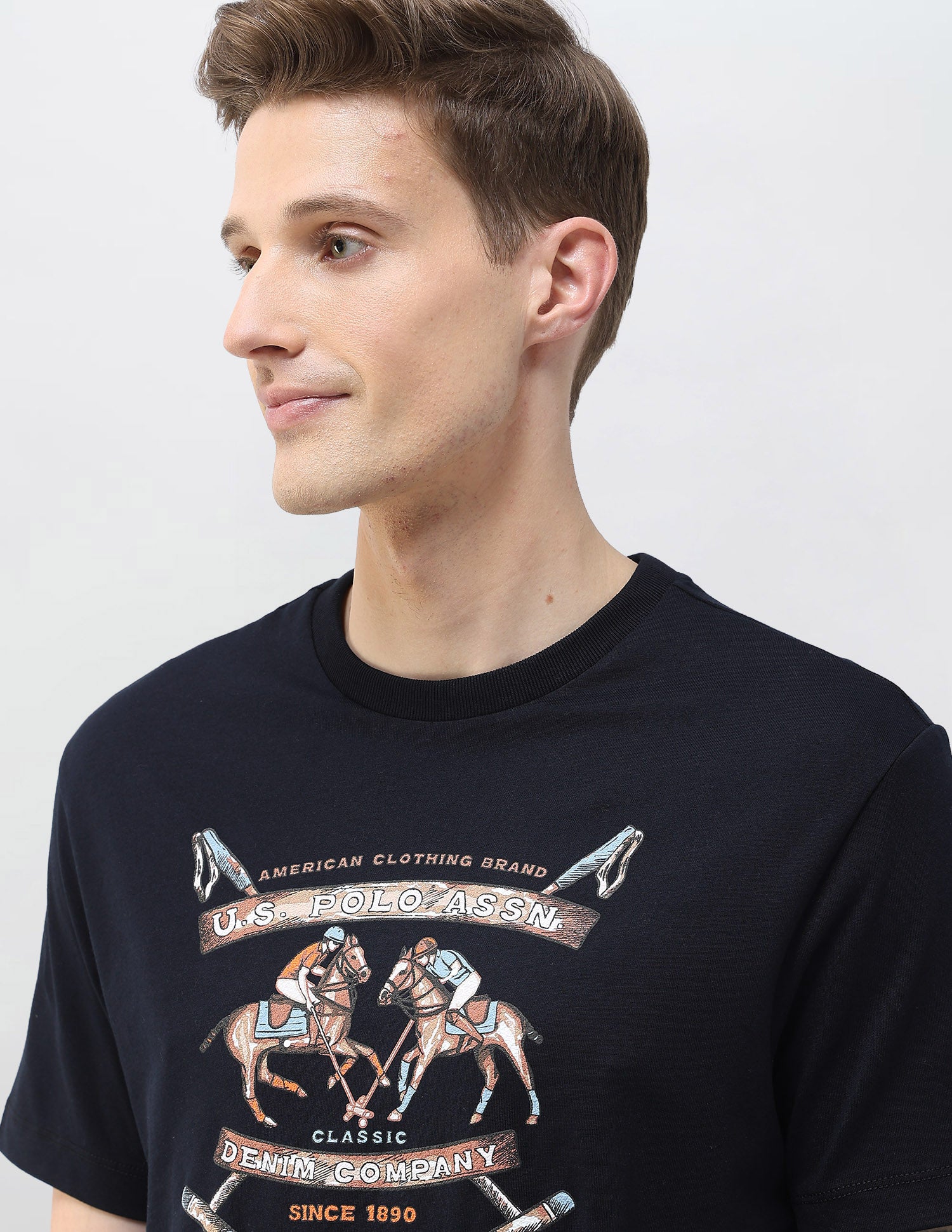 Motel On The Coast Muscle Fit T-Shirt Navy - U.S. Polo Assn. India | Large