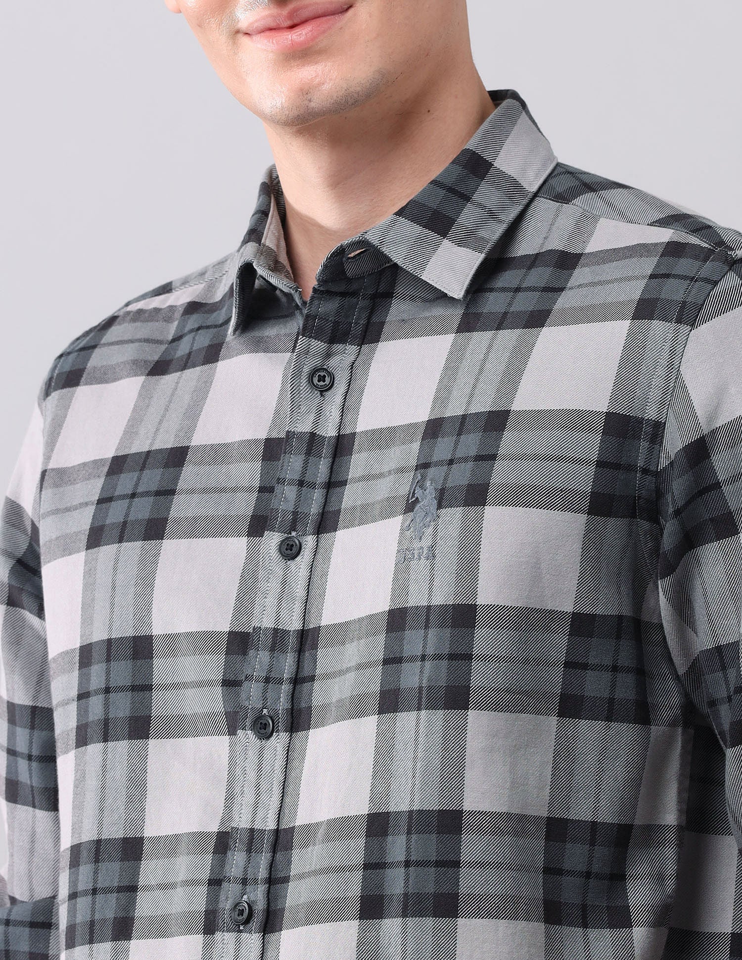Regular Fit Checked Shirt Grey - U.S. POLO ASSN. | Large